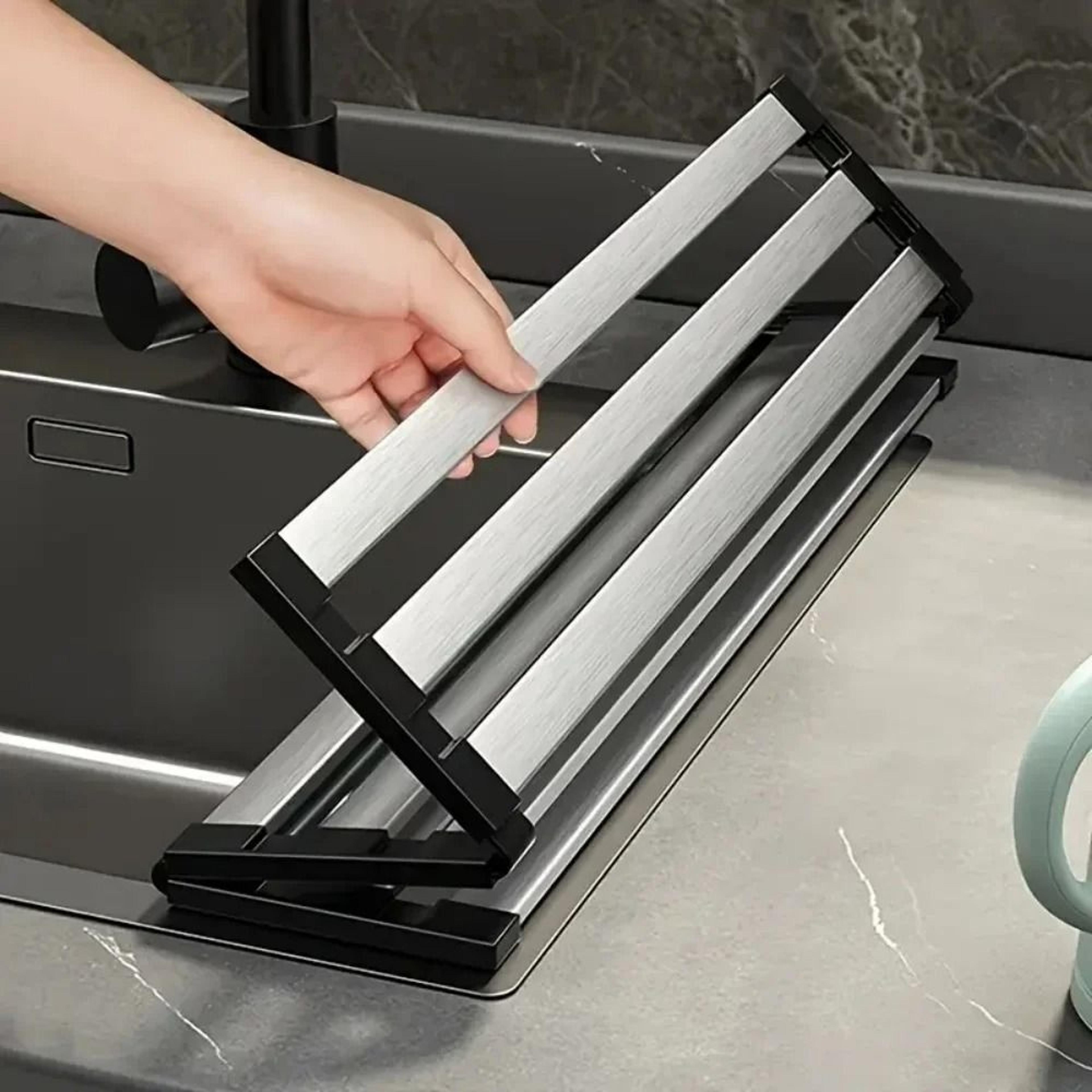 304 Stainless Steel Foldable Sink Drying Rack Over Sink Dish Drainer 4