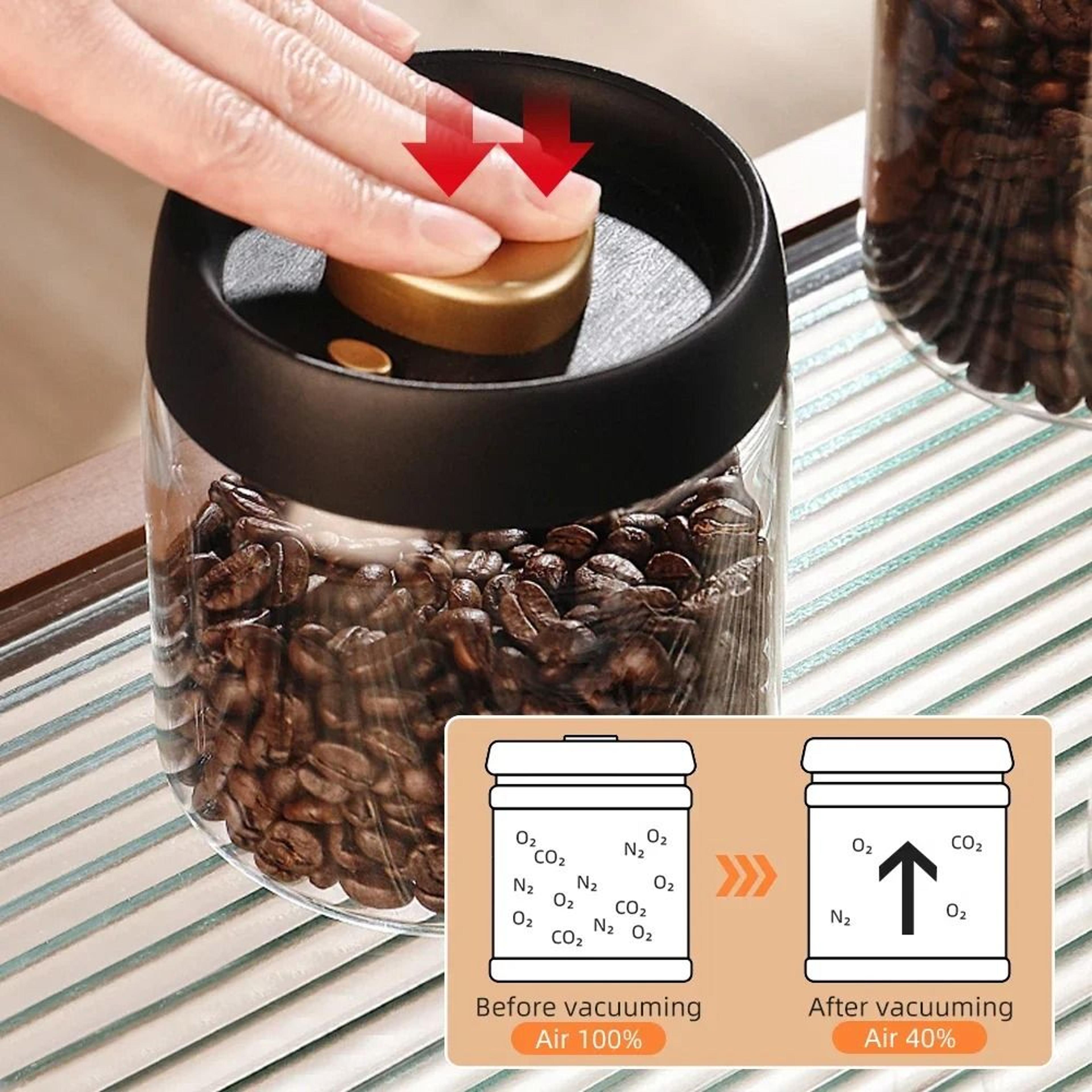 Vacuum Sealed Glass Storage Jar For Coffee Beans Tea And Dry Foods 4