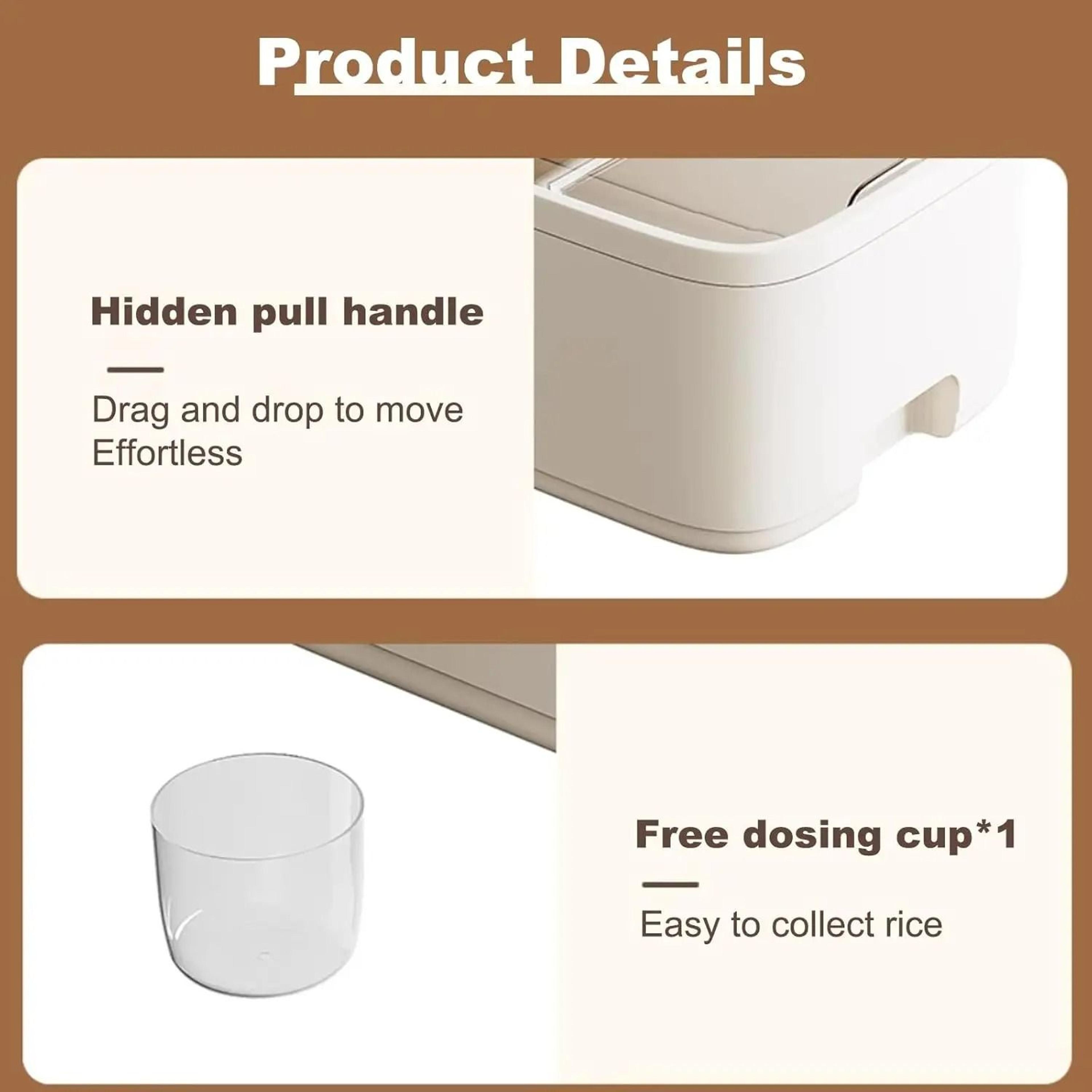 Large Capacity Airtight Rice Storage Container With Measuring Cup And Sealed Lid 5