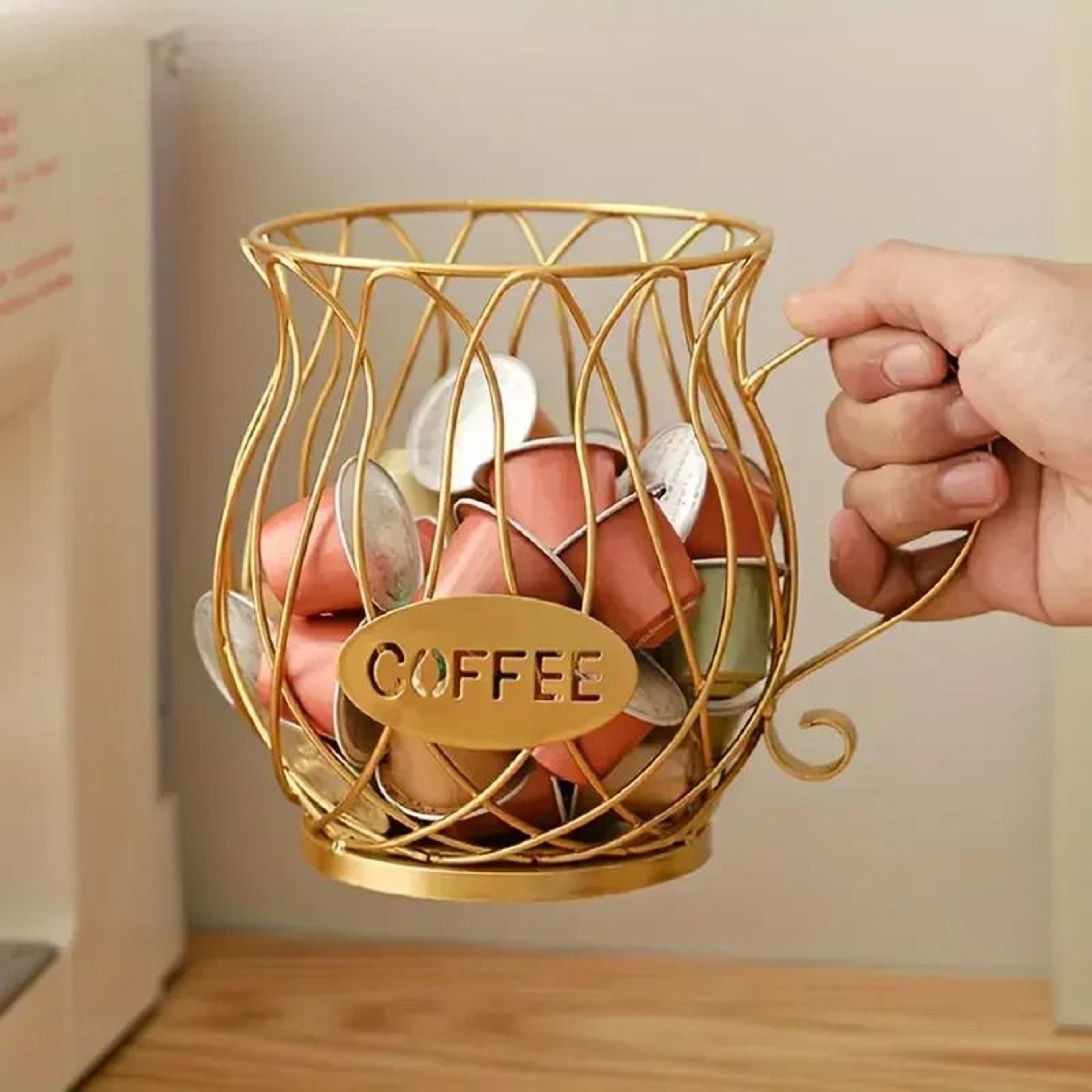 large capacity coffee pod storage basket coffee capsule organizer for k-cups and creamers
