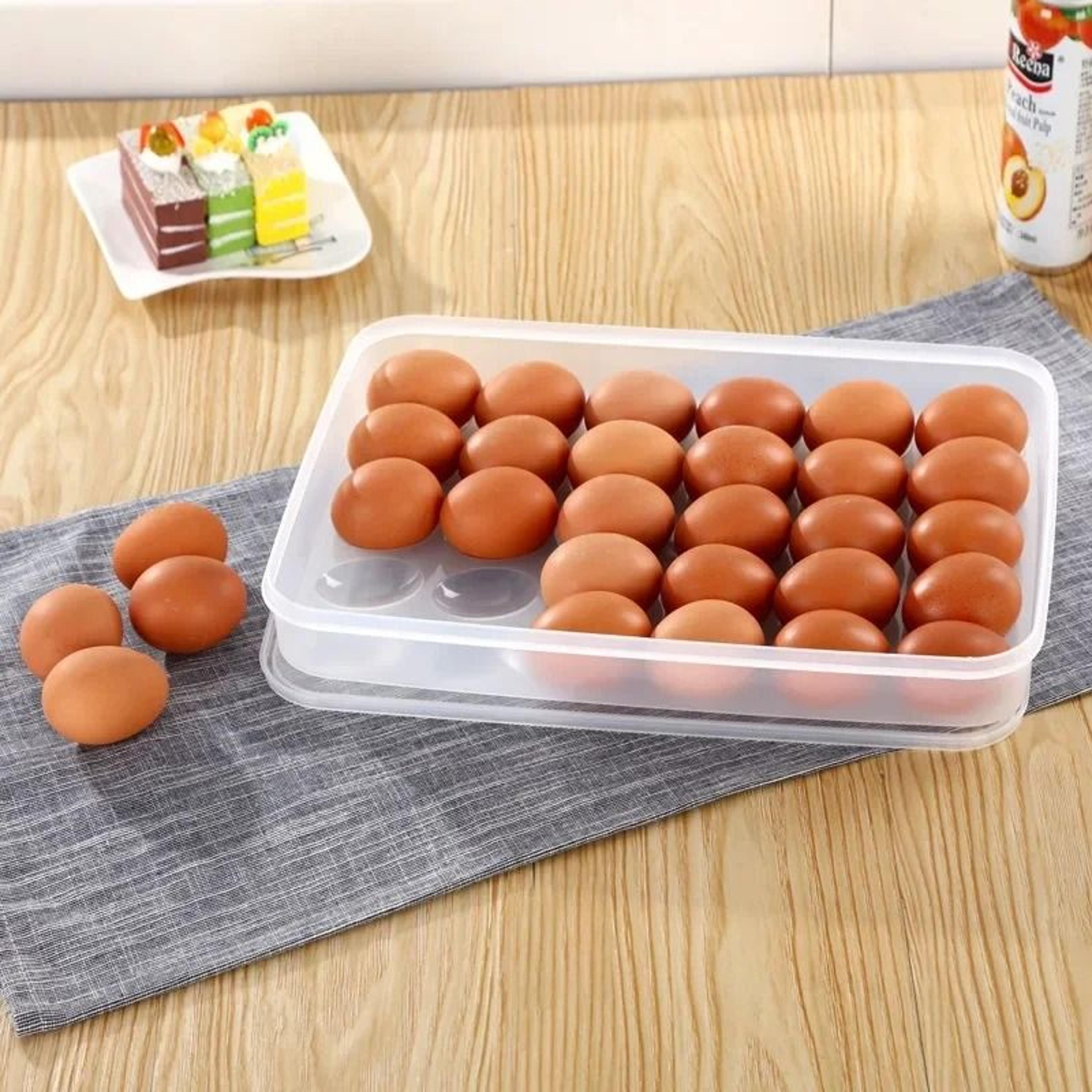 30 Grid Egg Storage Container With Lid Large Capacity Refrigerator Egg Organizer 3