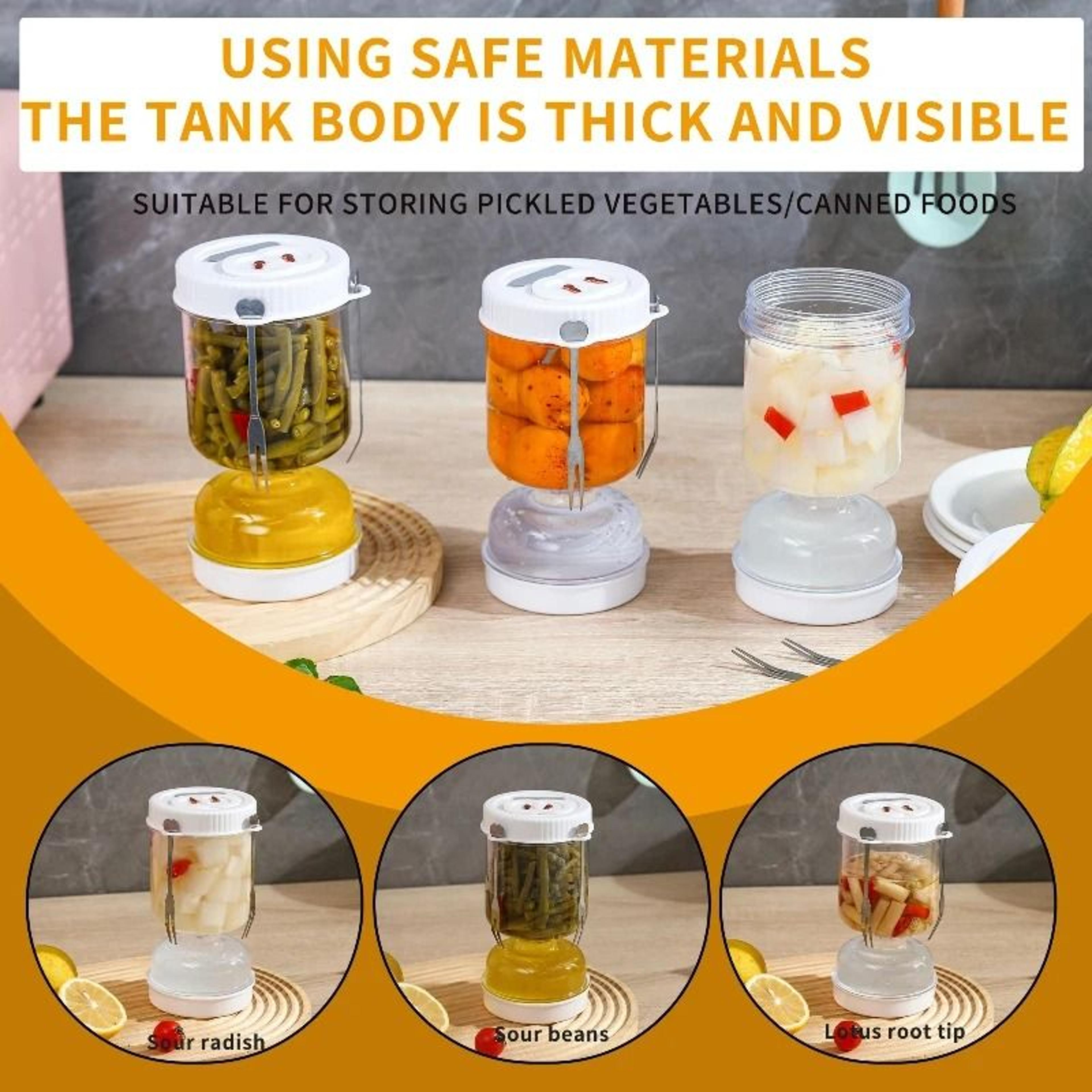 hourglass pickle jar with strainer airtight food storage container for pickles, olives and kimchi