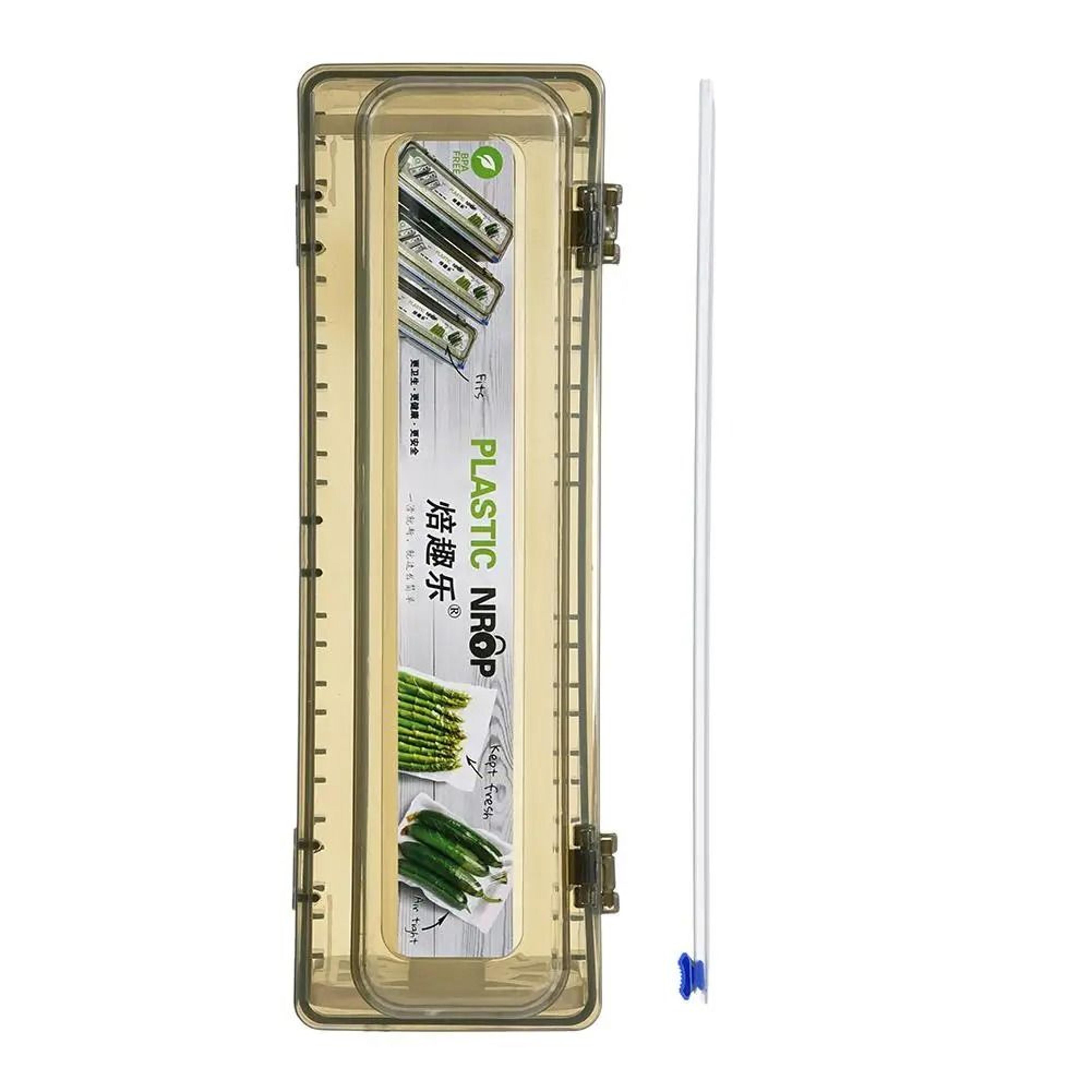 2-in-1 plastic wrap dispenser & foil cutter organizer for kitchen food storage