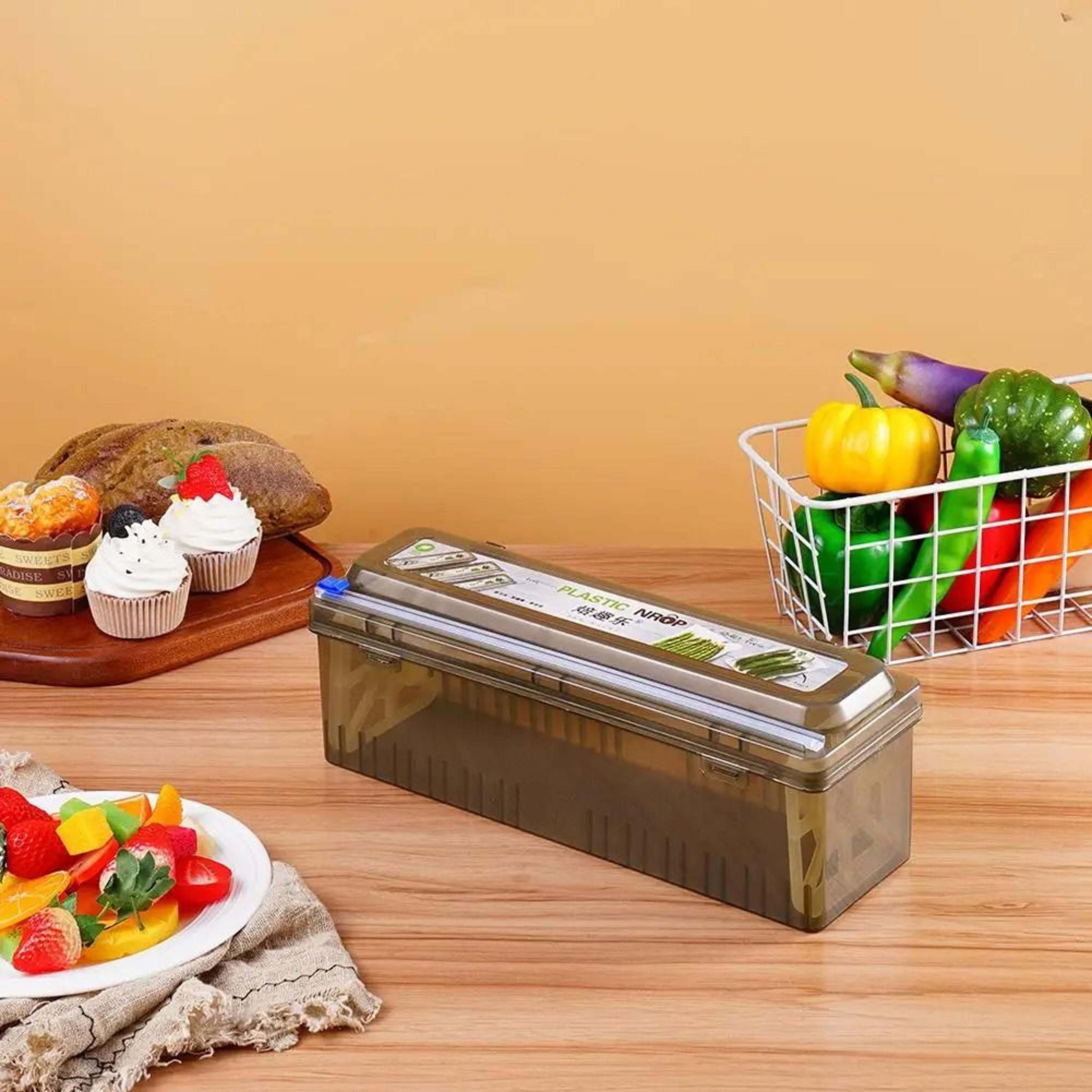 2 In 1 Plastic Wrap Dispenser With Built In Cutter For Foil Cling Film  Food Storage Wrap 3