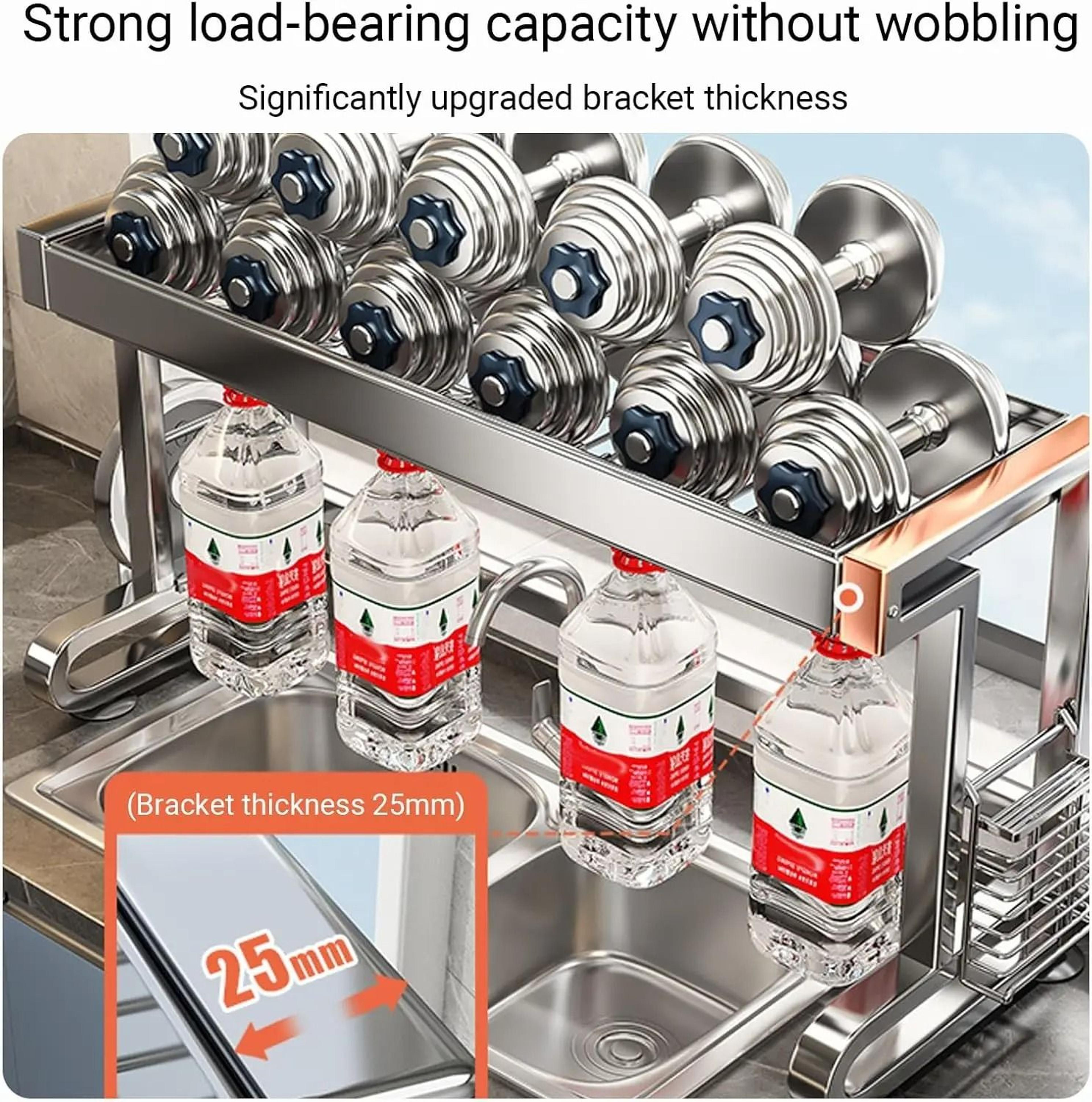 304 Stainless Steel Over Sink Dish Drying Rack With Multi Tier Kitchen Organizer 4