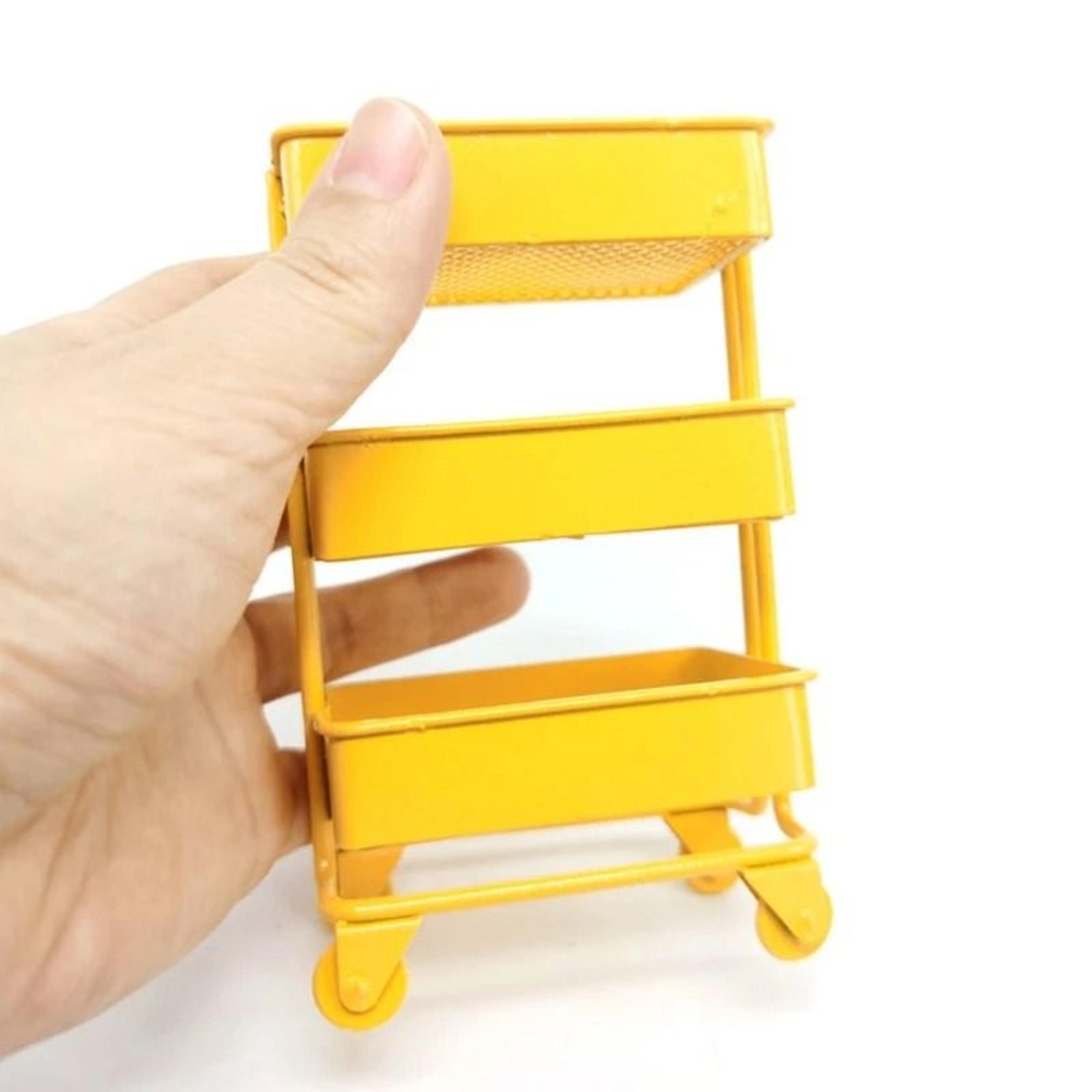 Mini Rolling Storage Cart With Wheels For Desktop Organization  Dollhouse Display 2