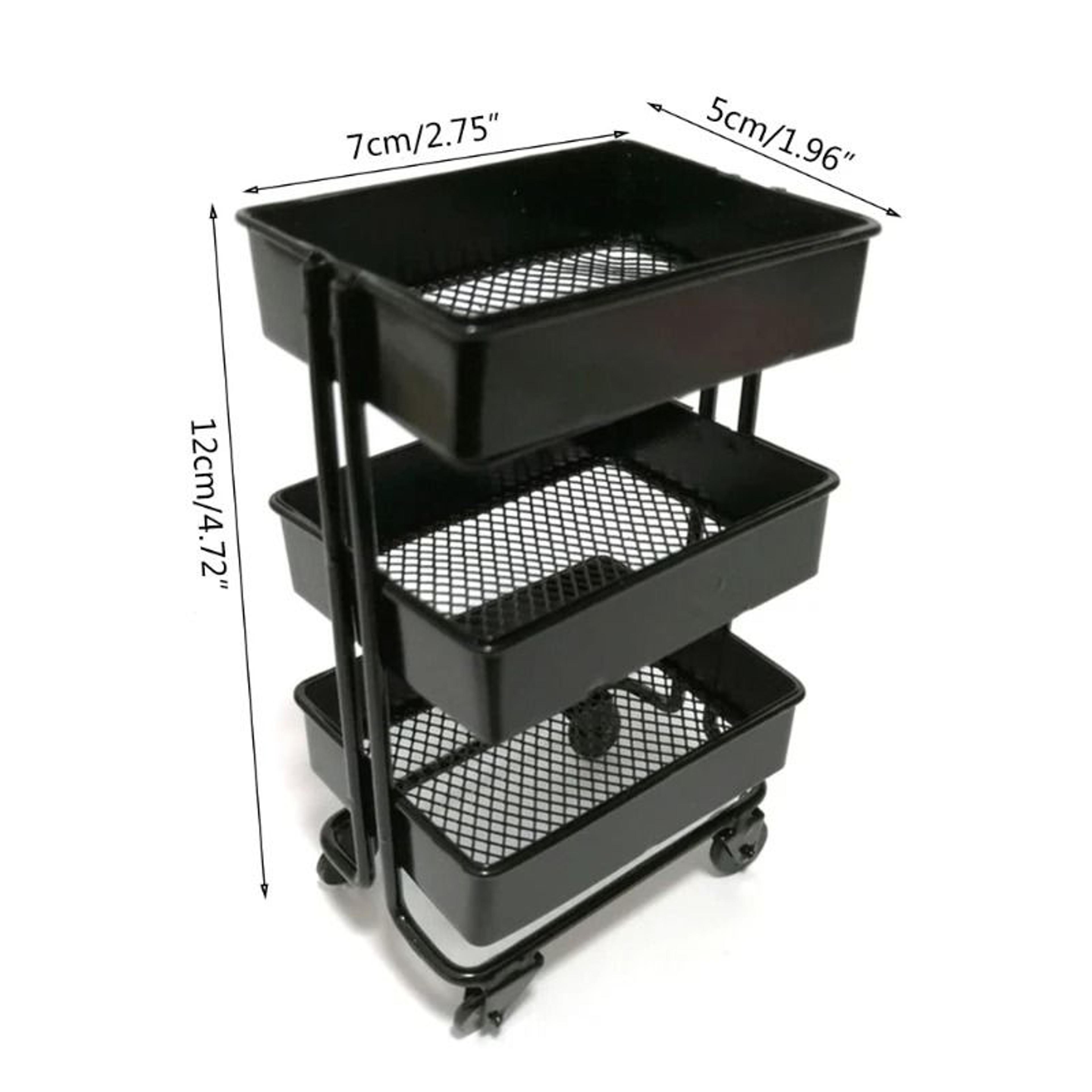 Mini Rolling Storage Cart With Wheels For Desktop Organization  Dollhouse Display 5