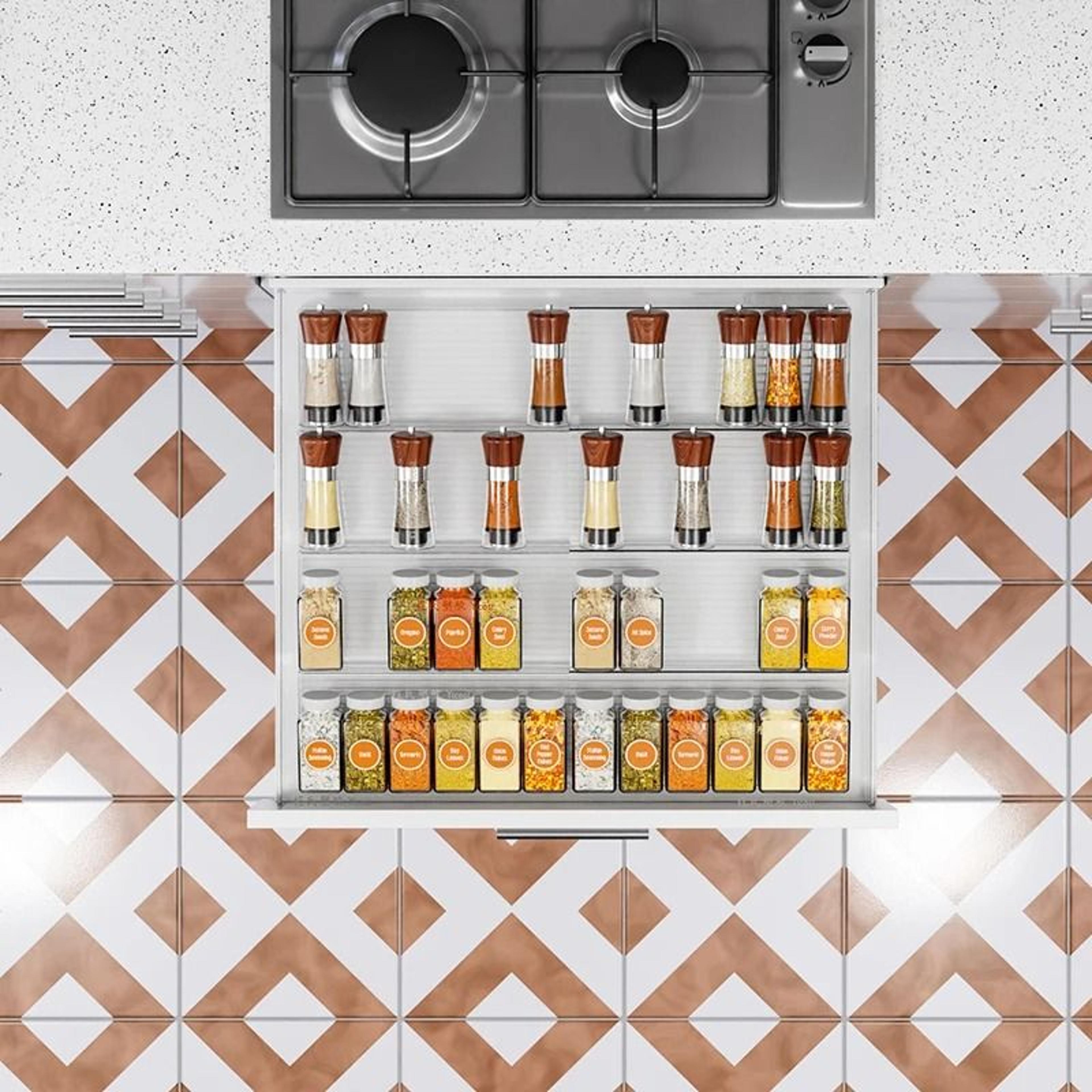 Expandable Tiered Spice Rack Organizer For Kitchen Drawers Cabinets  Countertops 3