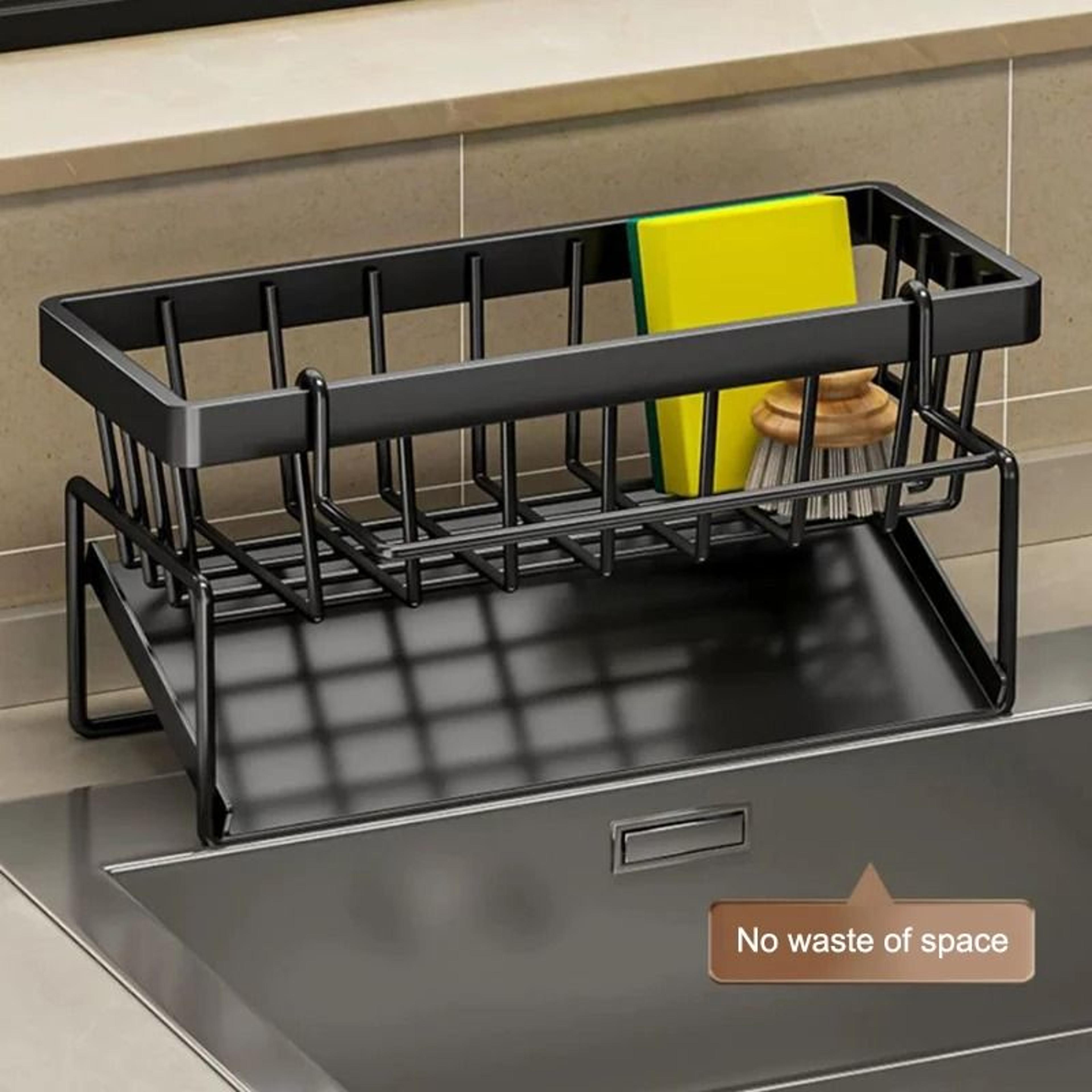 Stainless Steel Sponge Holder With Drain Tray For Kitchen  Bathroom Sink Organization 0
