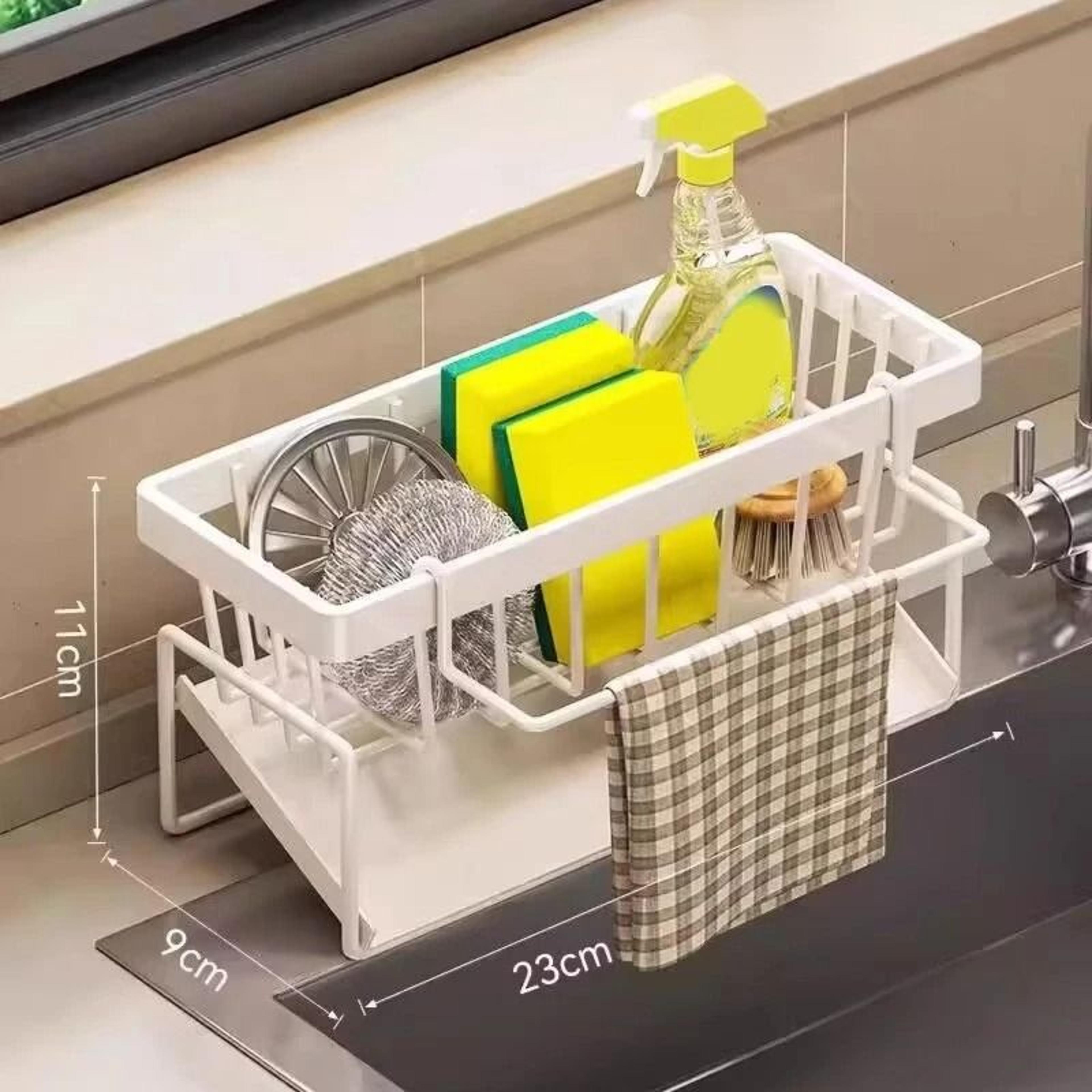 Stainless Steel Sponge Holder With Drain Tray For Kitchen  Bathroom Sink Organization 6
