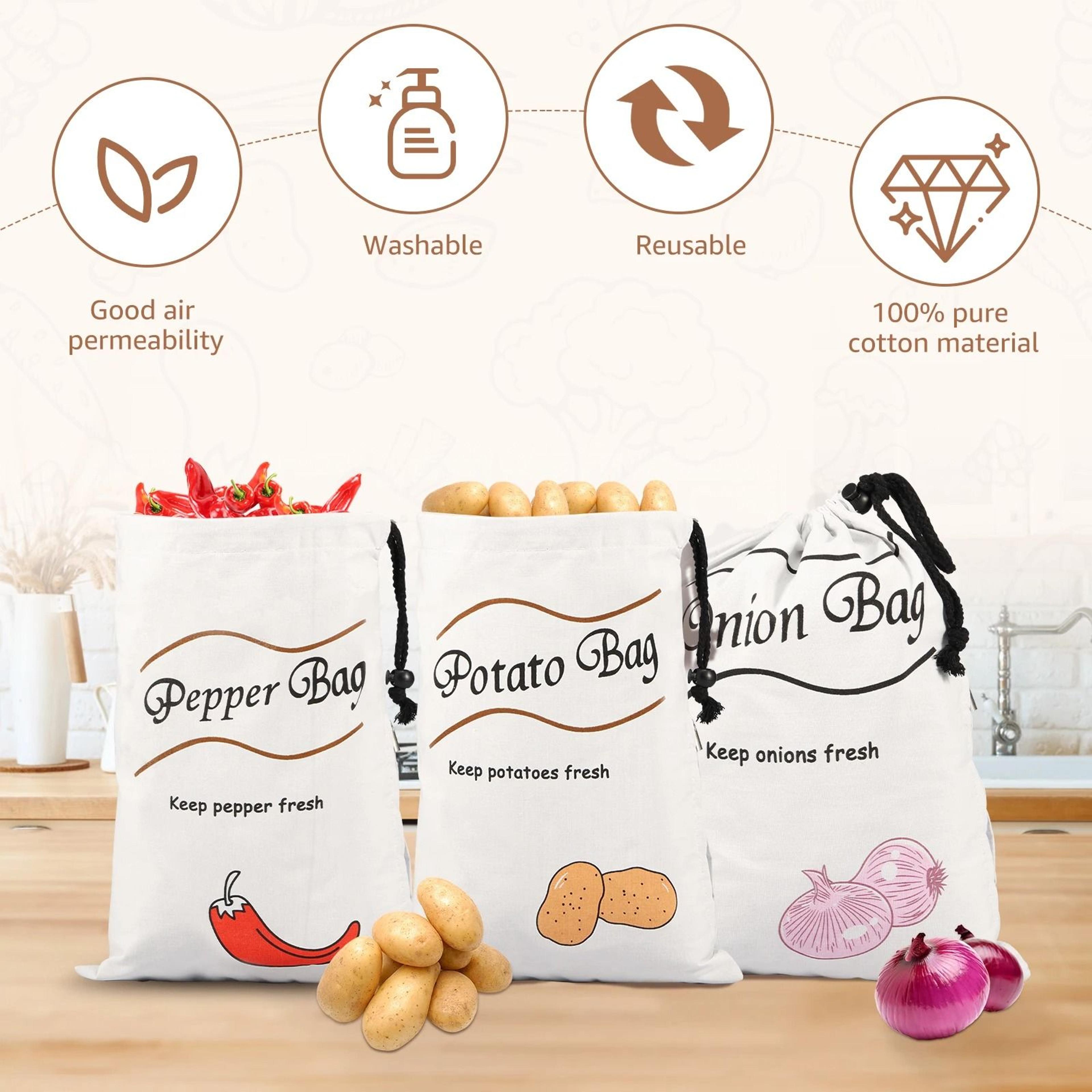 Reusable Potato  Onion Storage Bags With Dual Drawstring Closure For Fresh Vegetable Storage 0
