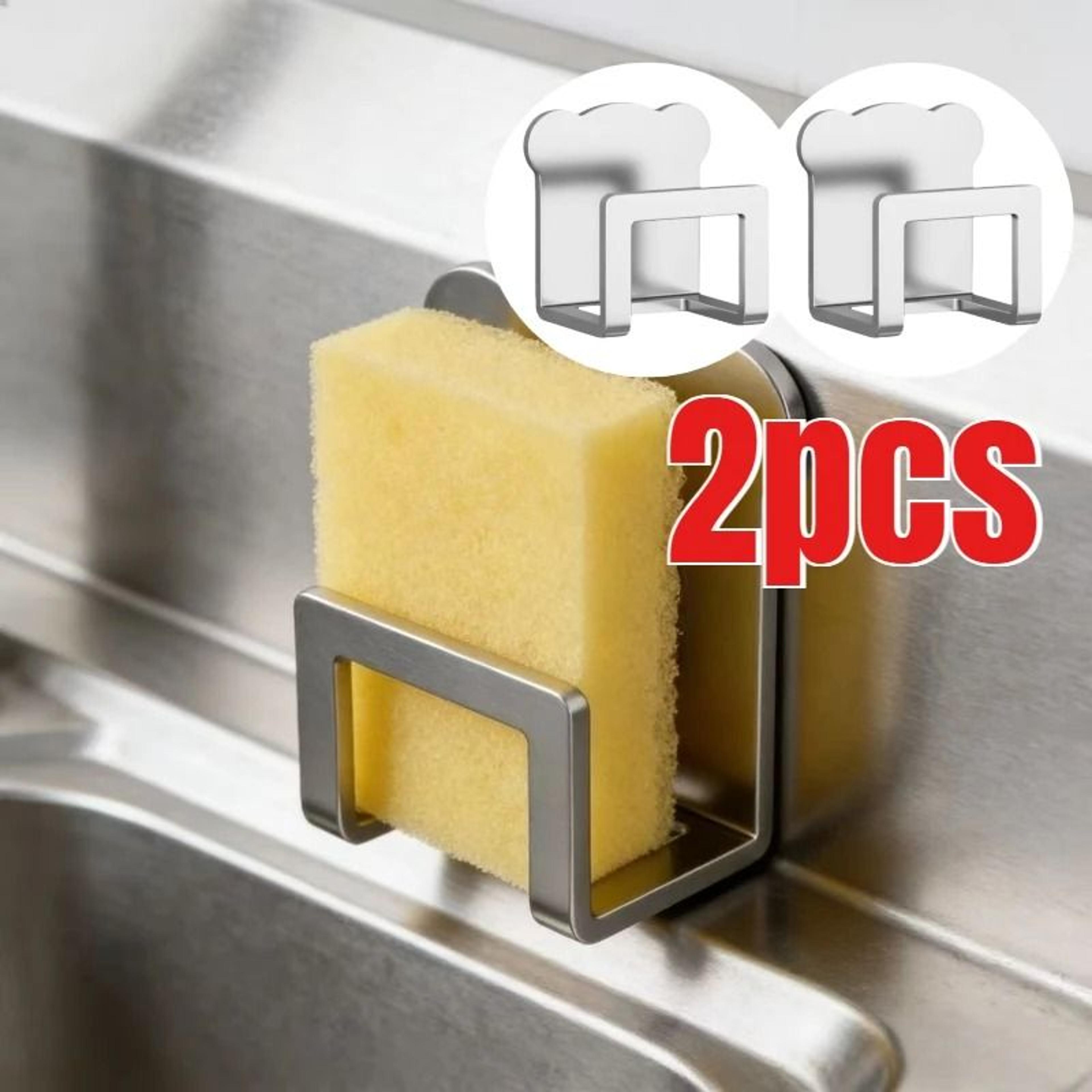 Stainless Steel Sponge Holder With Self Adhesive Mount For Kitchen Sink Organization 8
