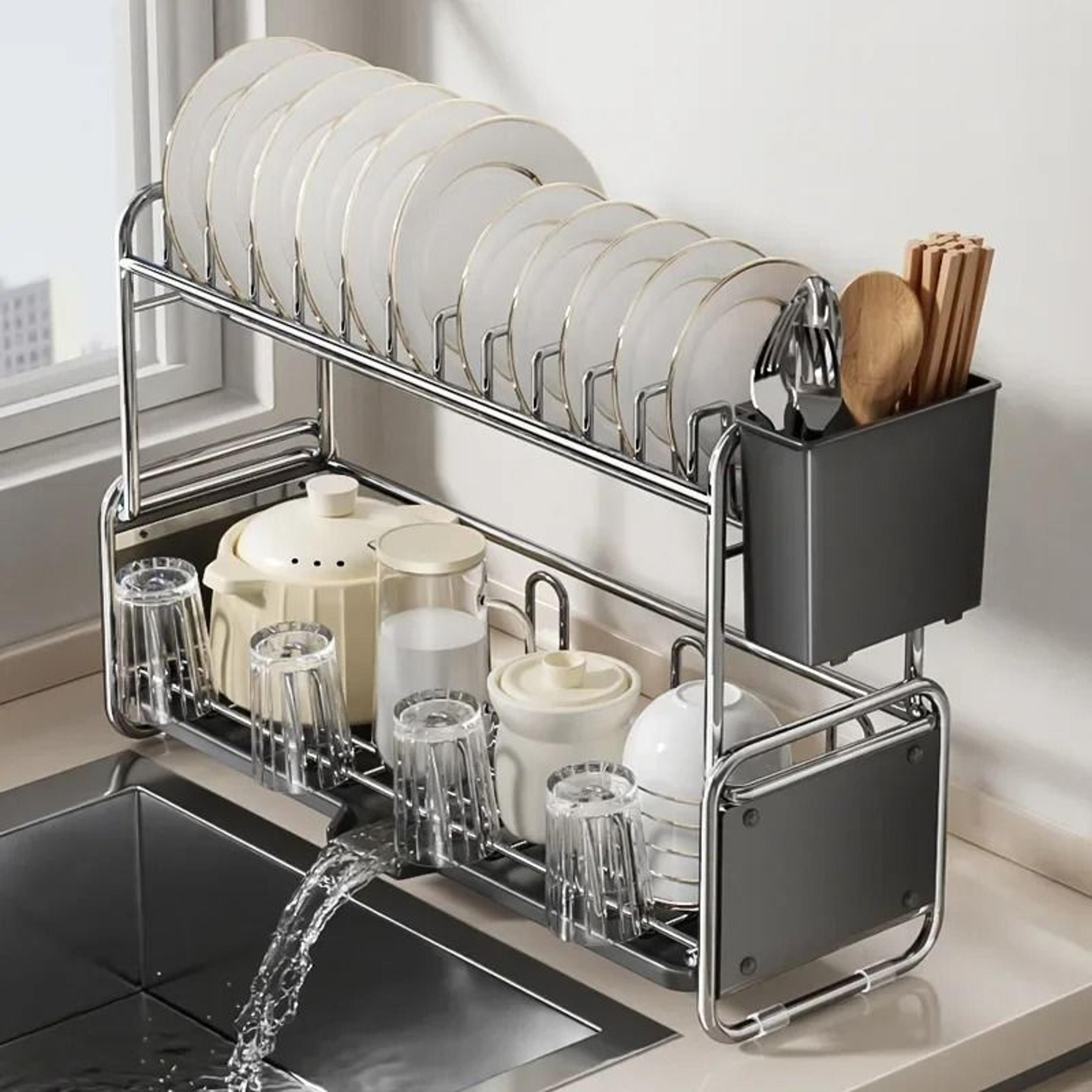 Rustproof Dish Drying Rack With Drainboard Kitchen Countertop Dish Organizer 1