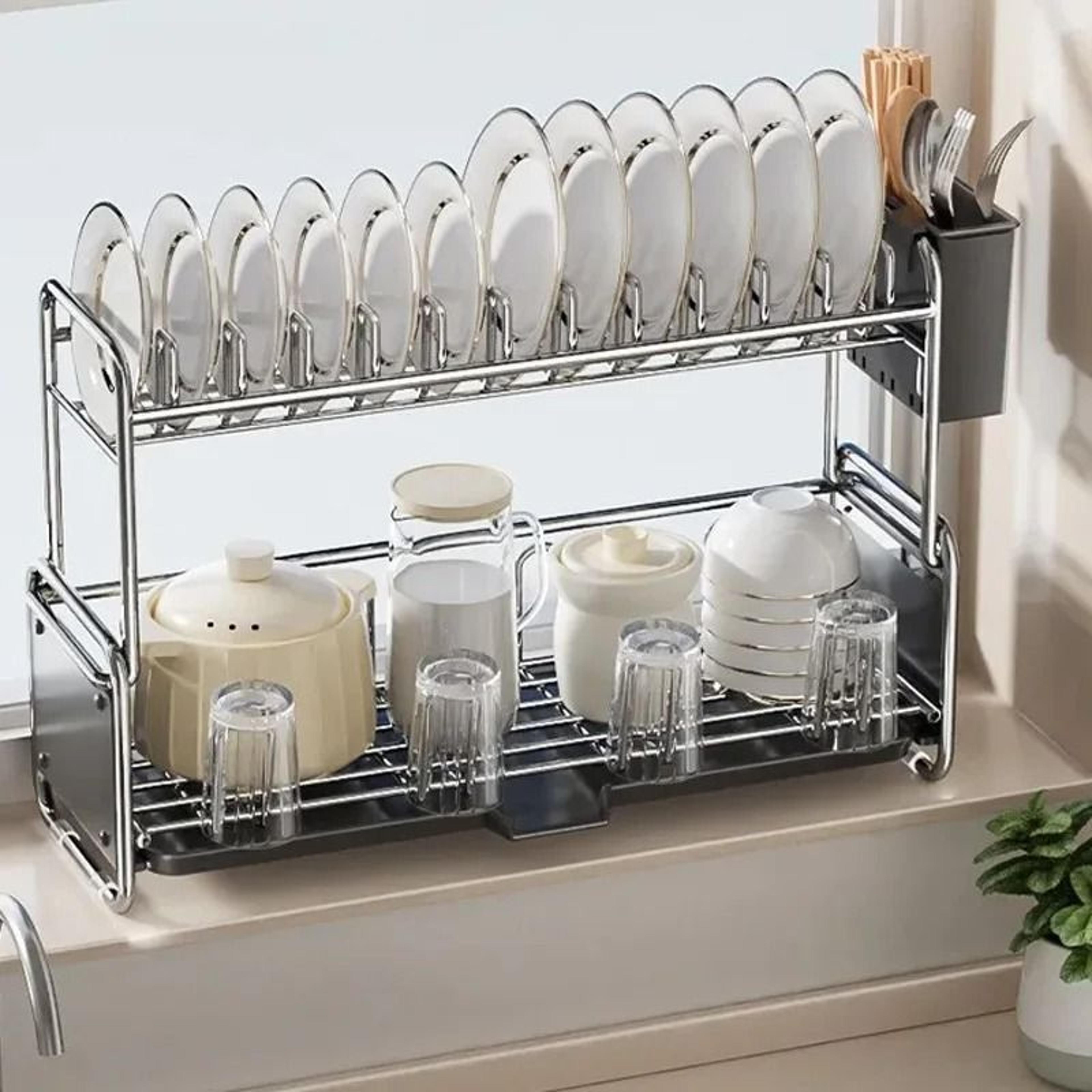 Rustproof Dish Drying Rack With Drainboard Kitchen Countertop Dish Organizer 2