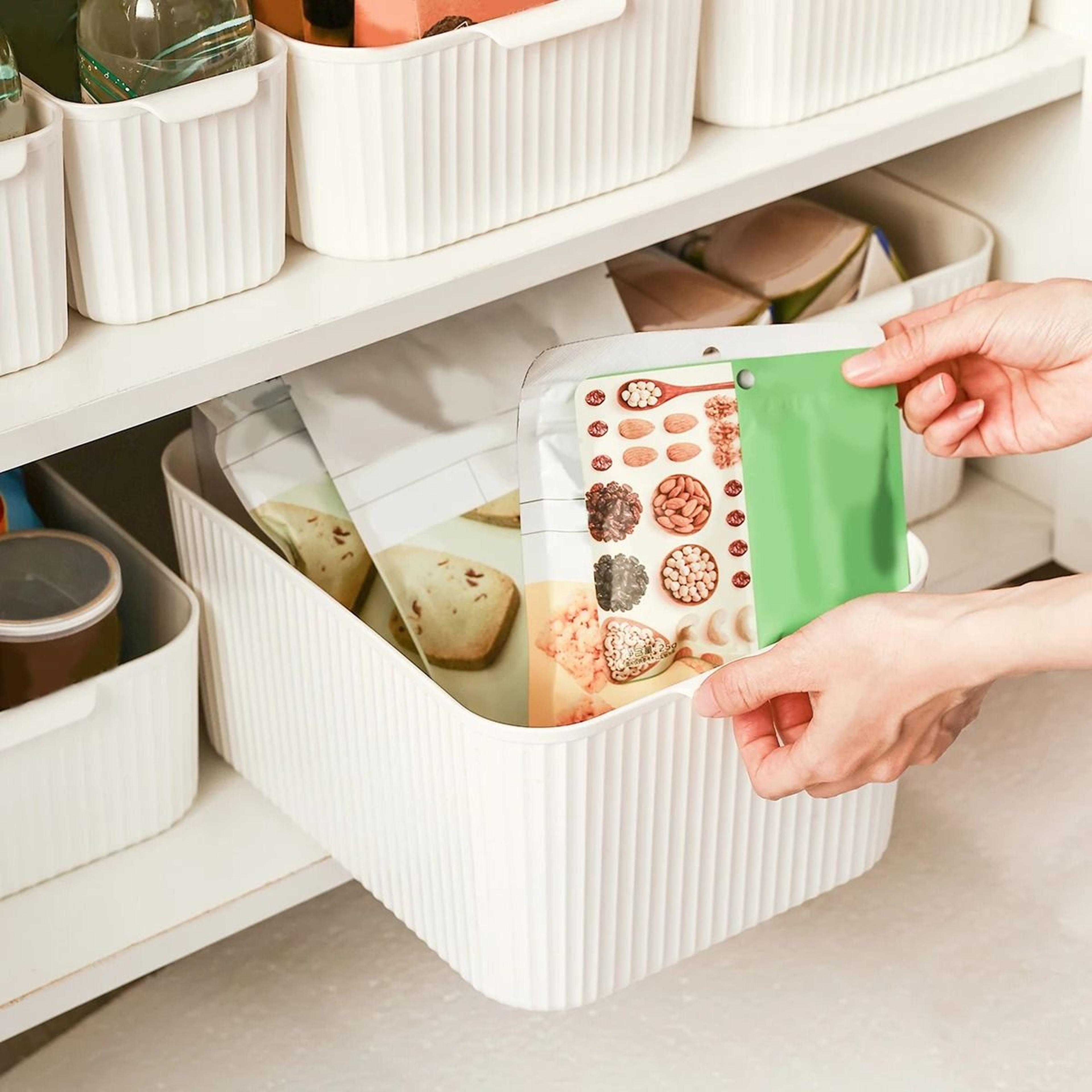 Plastic Cabinet Storage Basket Kitchen Organizer Bin For Pantry And Countertop 2