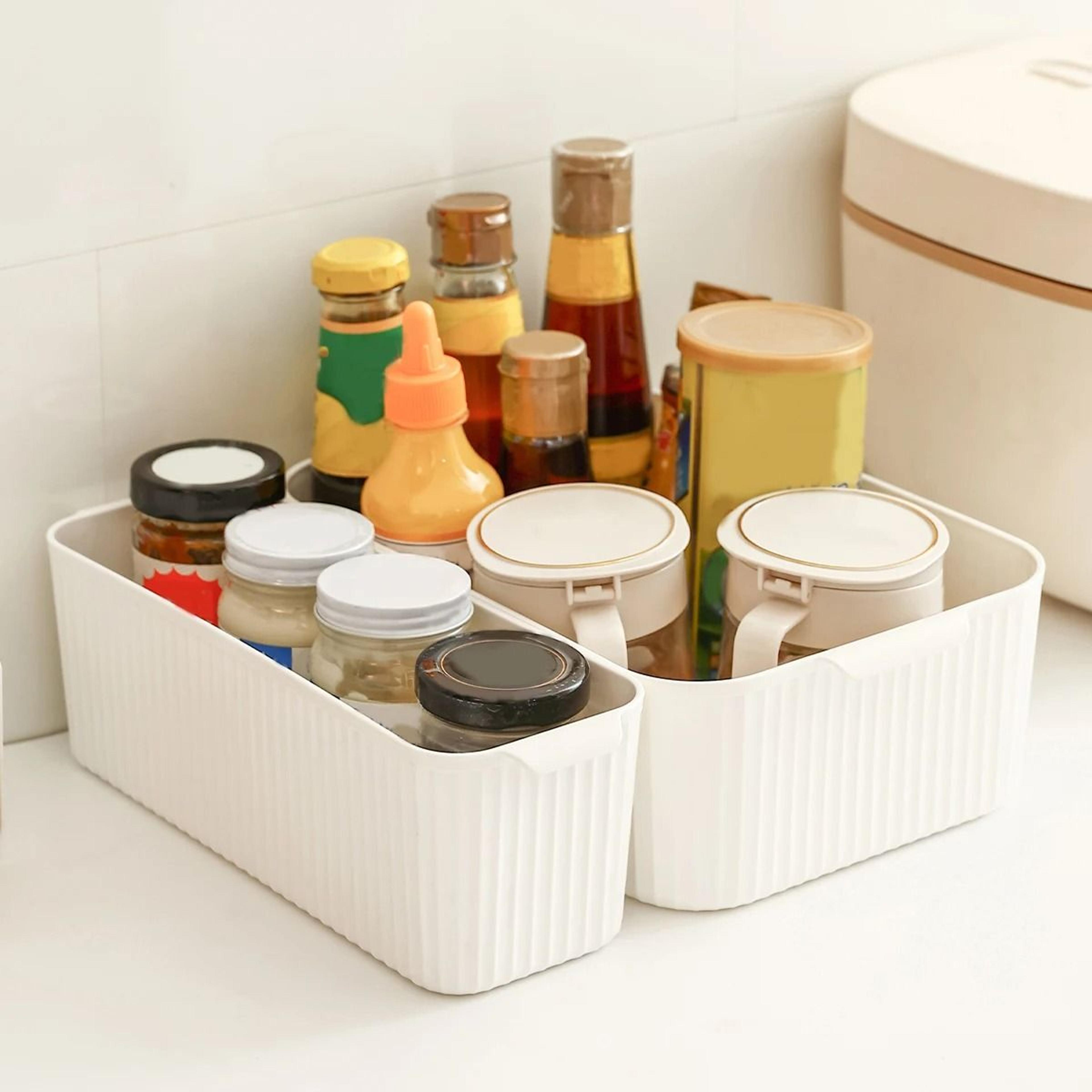 Plastic Cabinet Storage Basket Kitchen Organizer Bin For Pantry And Countertop 4