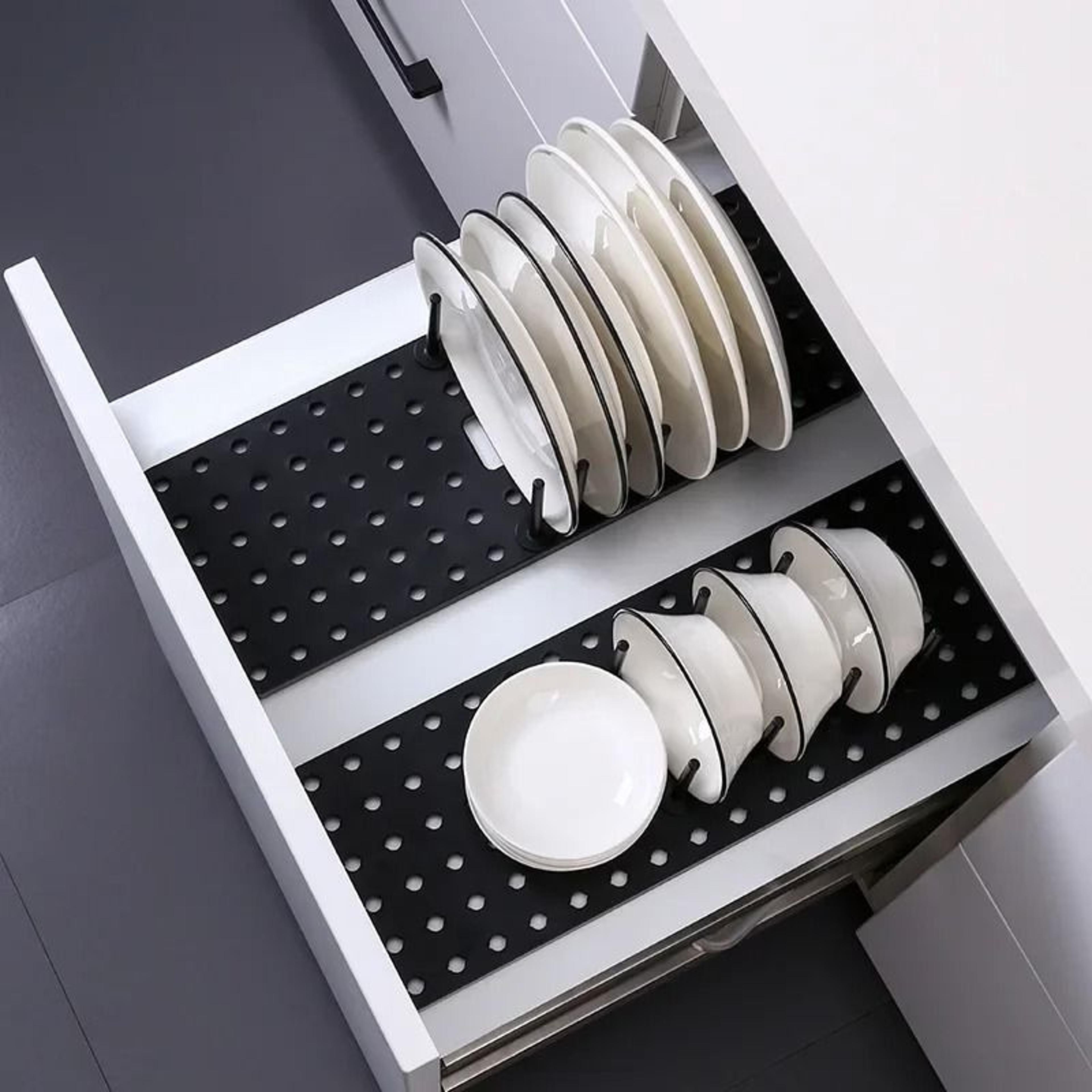 Expandable Dish And Pot Lid Organizer Adjustable Kitchen Cabinet Storage Rack 1