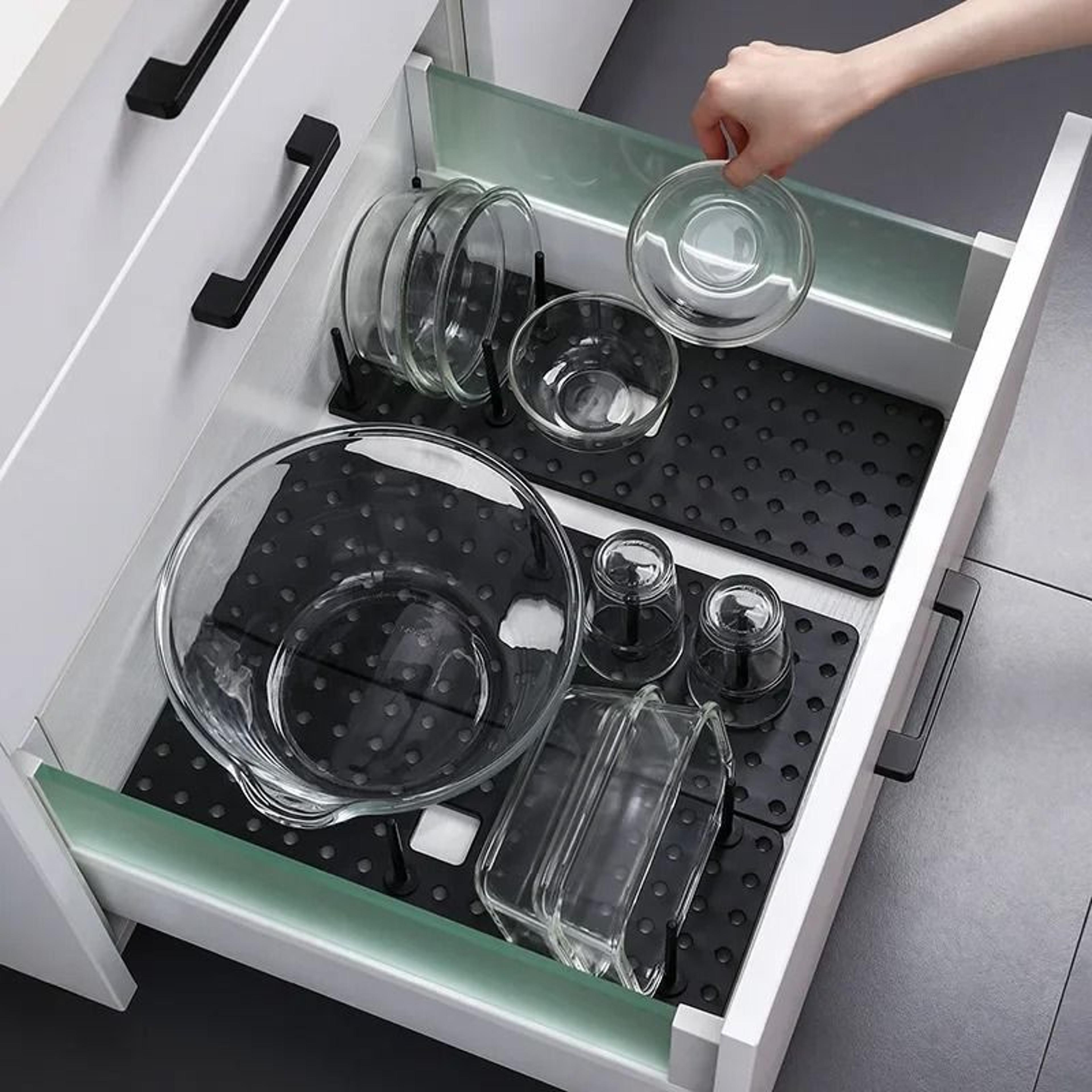 Expandable Dish And Pot Lid Organizer Adjustable Kitchen Cabinet Storage Rack 4