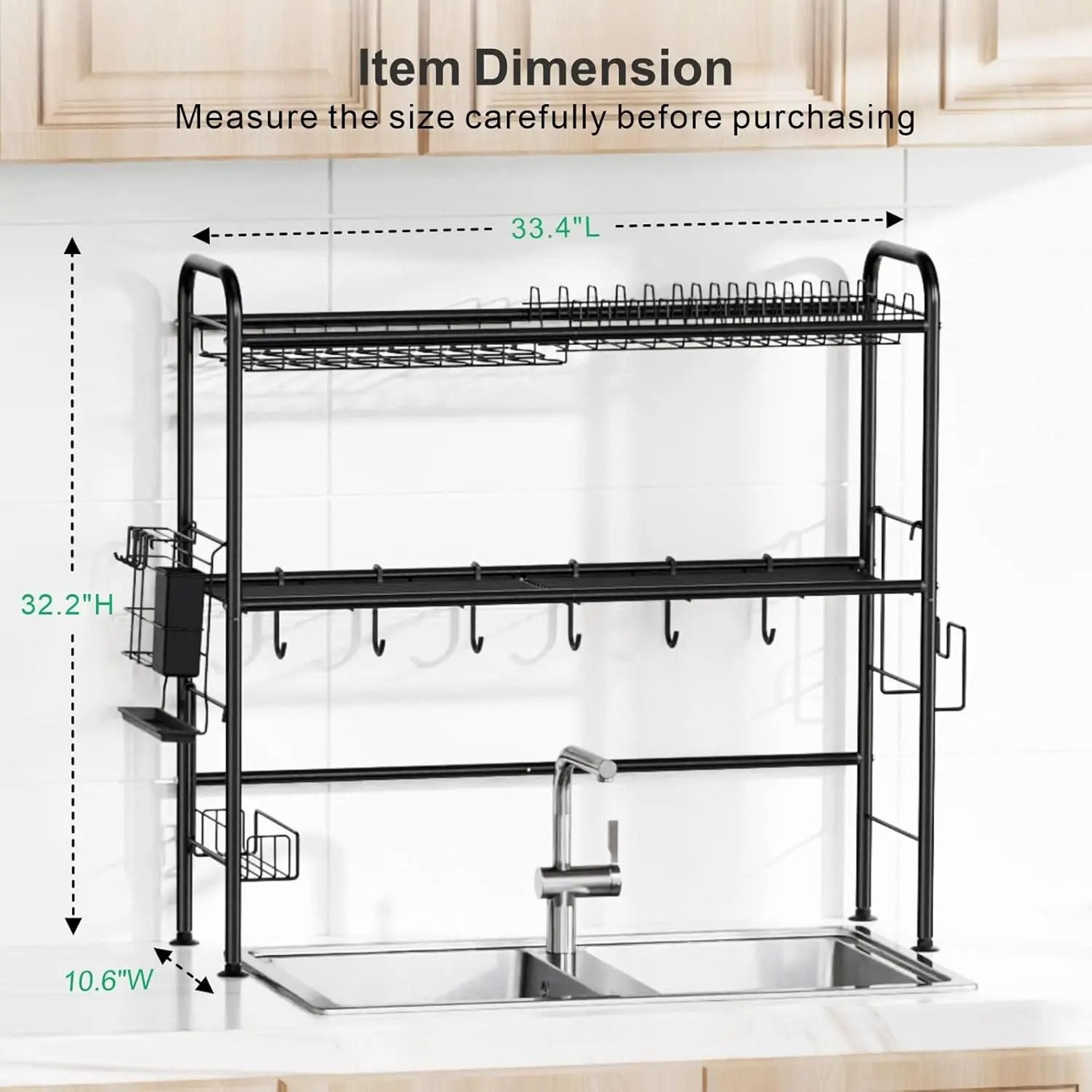 2 Tier Over Sink Dish Drying Rack With Utensil Holder And Rust Resistant Kitchen Organizer 5
