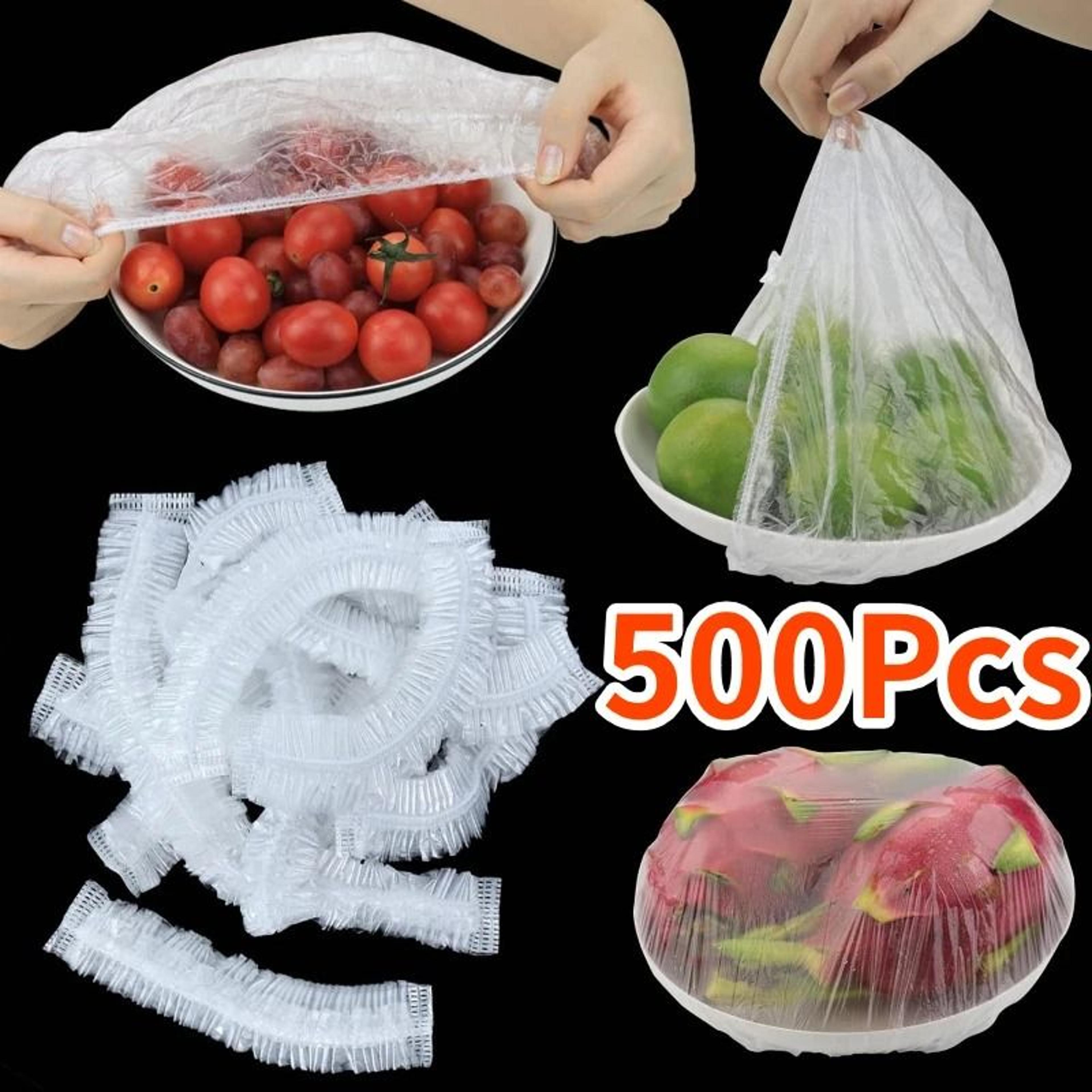 100 piece disposable food cover set elastic plastic food covers for bowls plates and fresh food storage
