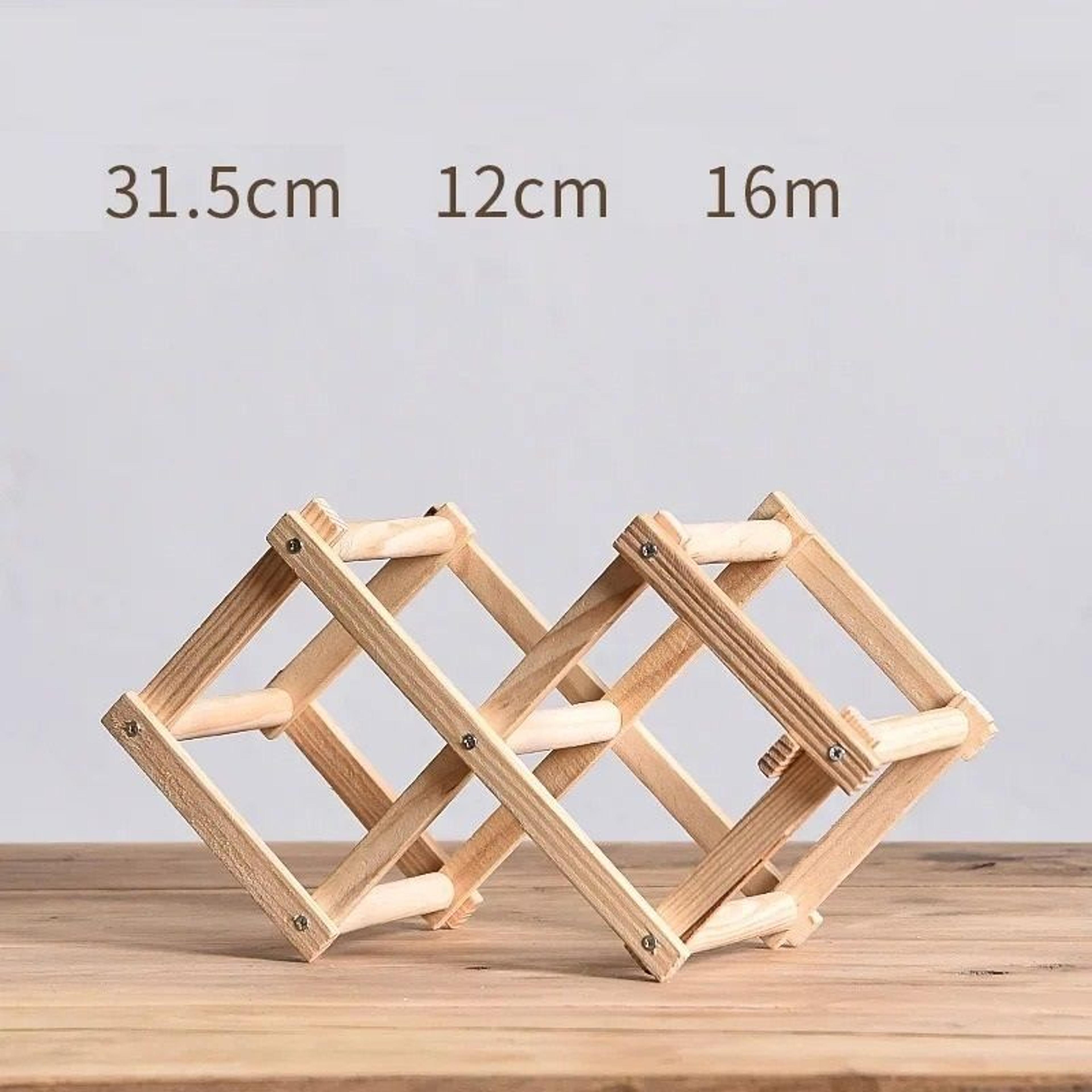 Wooden Double Layer Wine Rack Solid Wood Countertop Wine Bottle Storage Display Stand 6