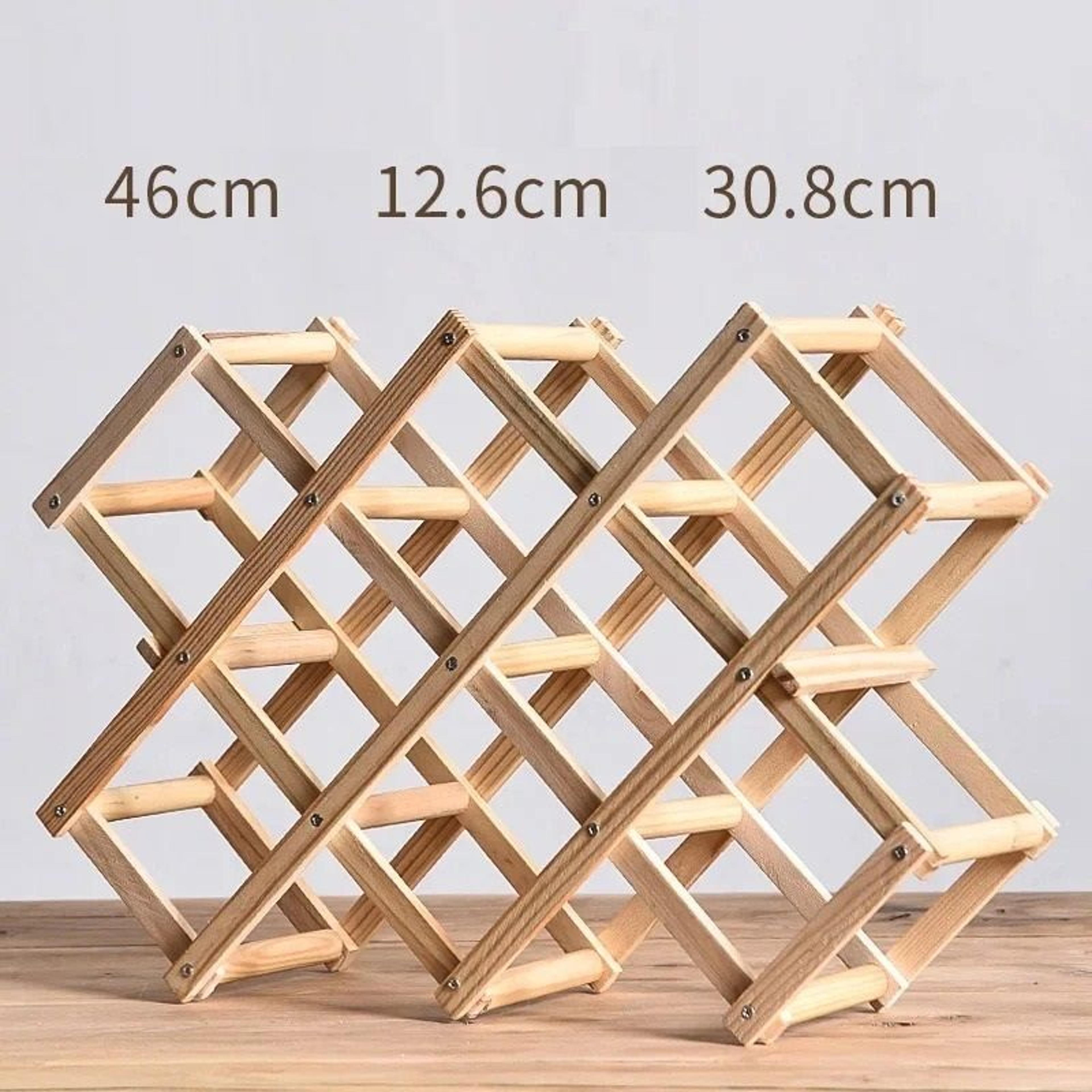 Wooden Double Layer Wine Rack Solid Wood Countertop Wine Bottle Storage Display Stand 12