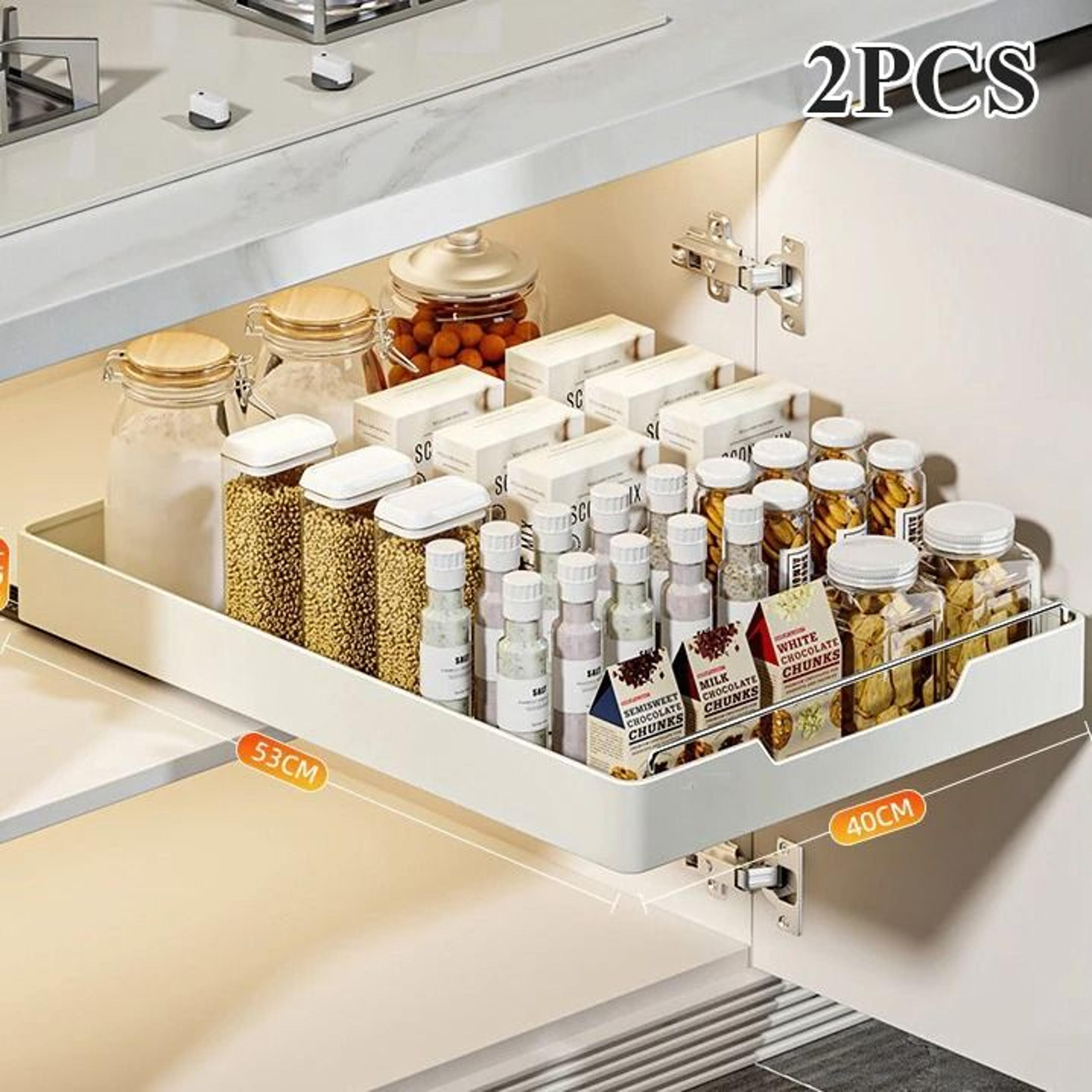 Pull Out Cabinet Storage Drawer Sliding Kitchen Organizer Basket For Pantry And Cabinets 12
