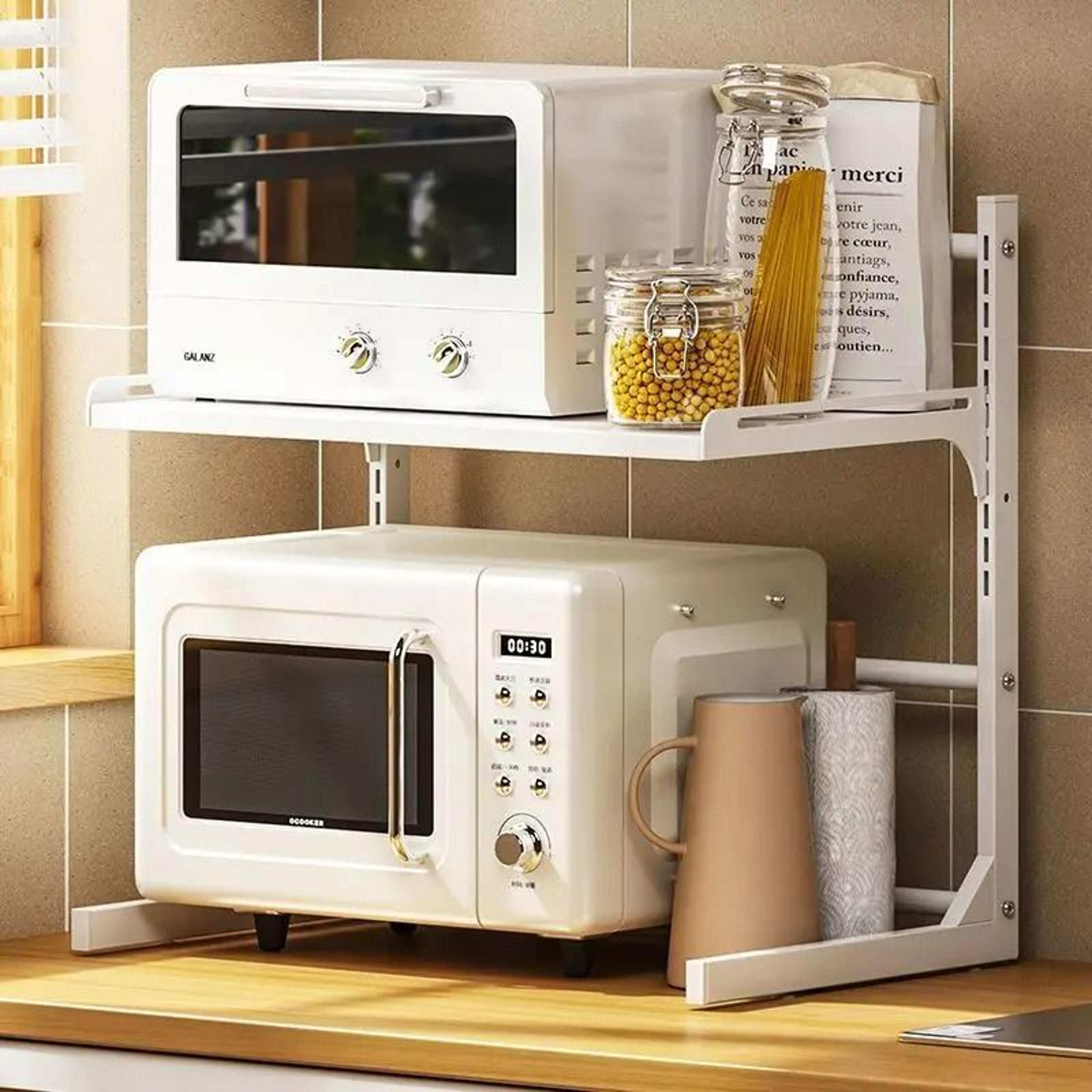 Adjustable Microwave Oven Rack Two Tier Kitchen Counter Storage Shelf 0