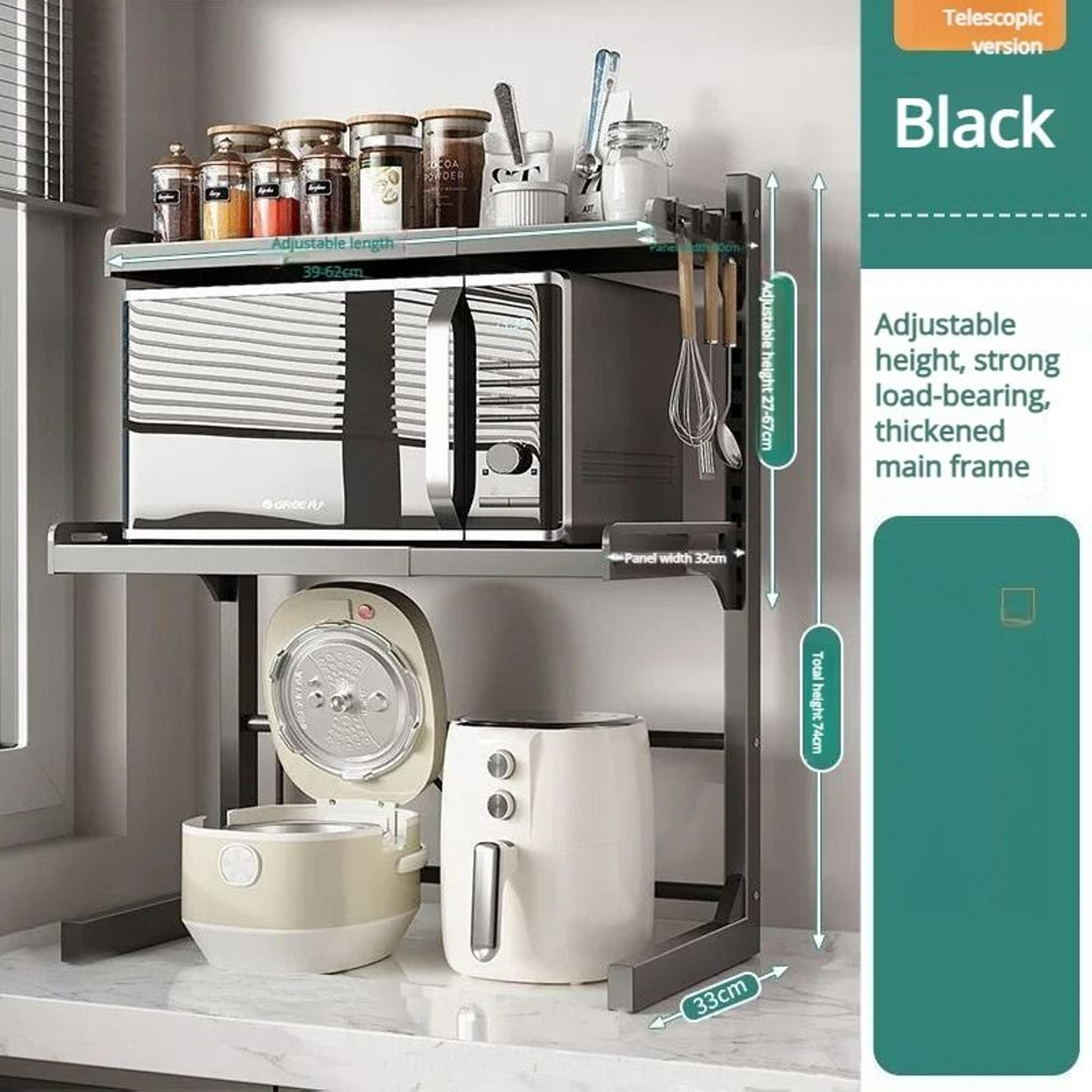 Adjustable Microwave Oven Rack Two Tier Kitchen Counter Storage Shelf 7