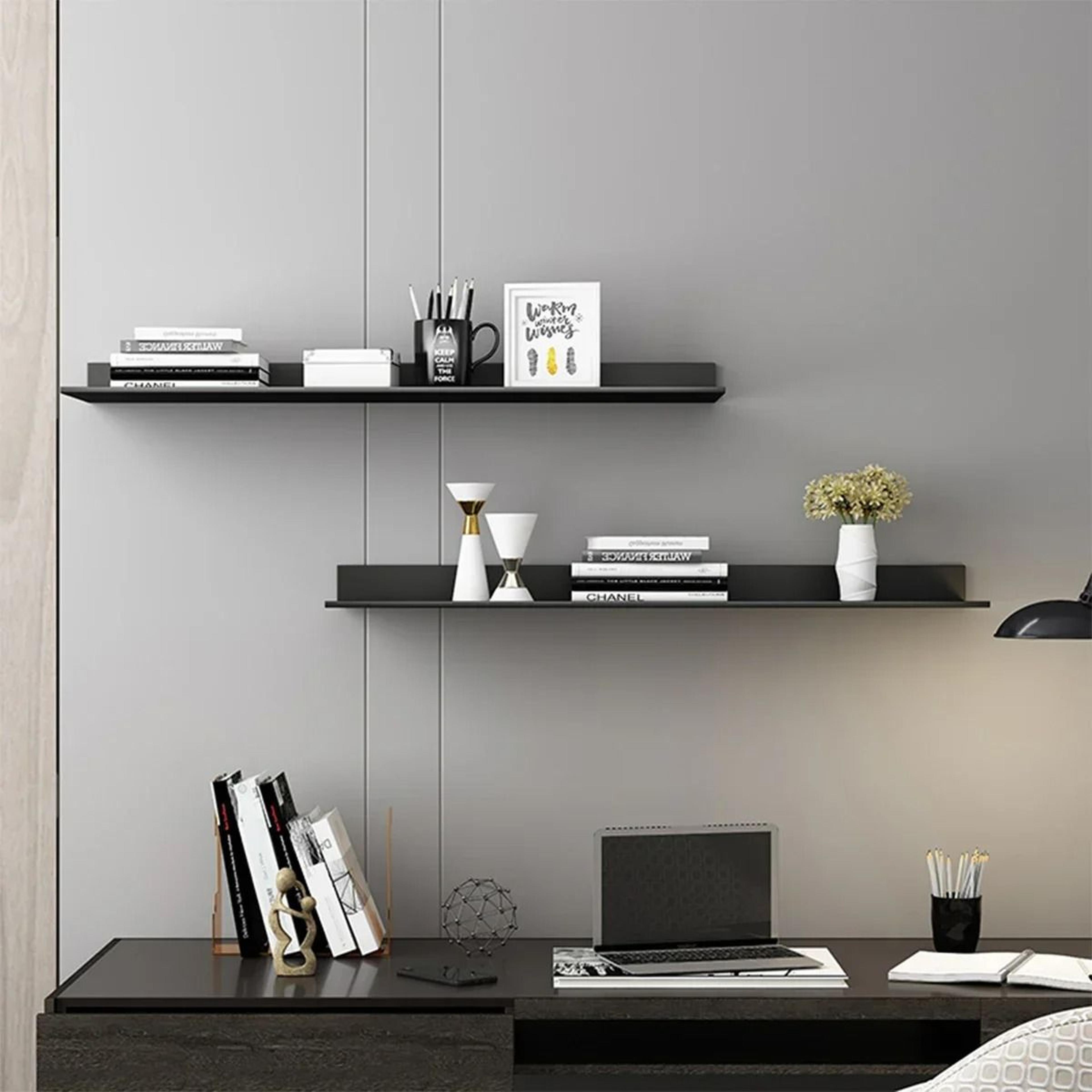 Aluminum Floating Wall Shelf No Drill Bathroom And Kitchen Storage Rack 3