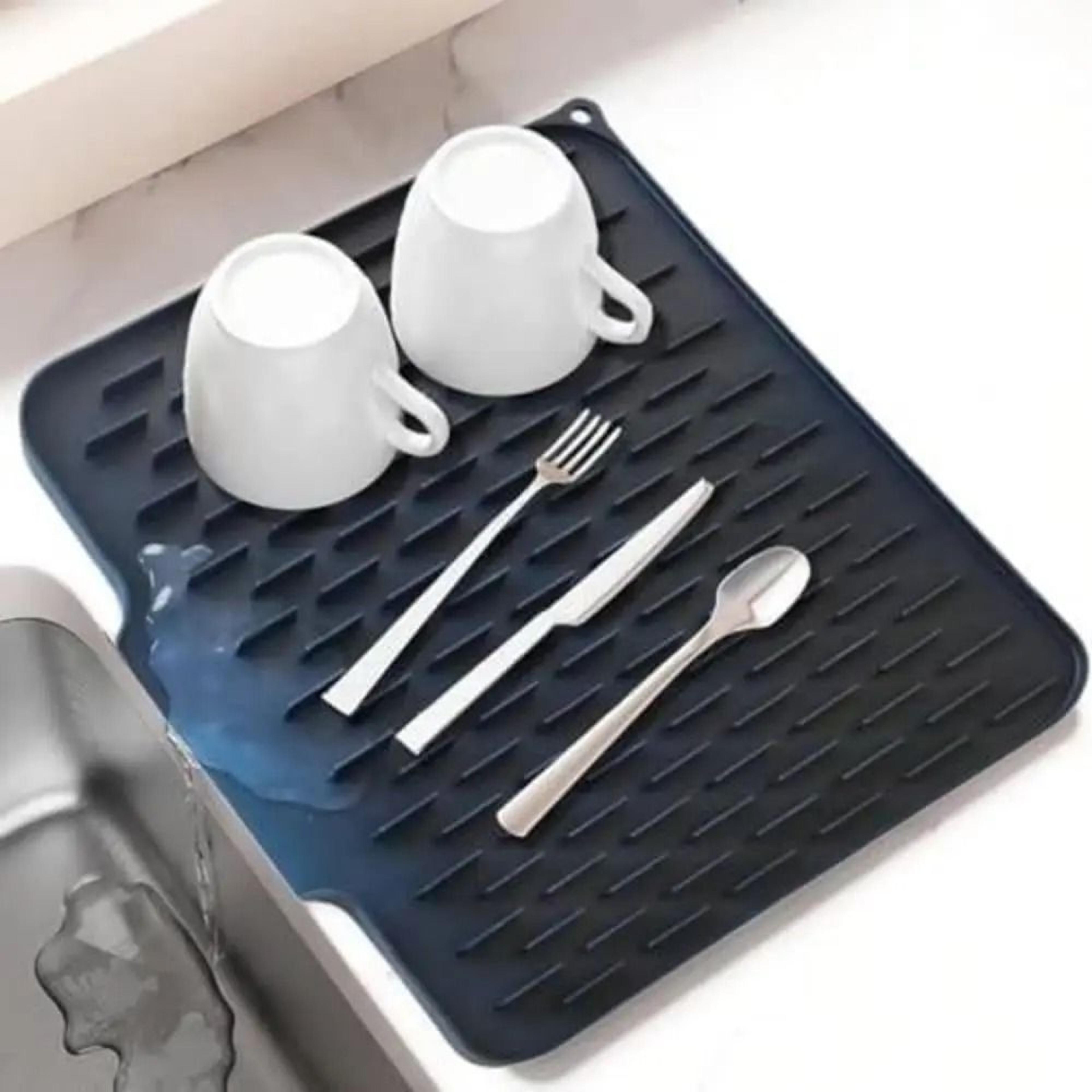 Large Silicone Dish Drying Mat Foldable Heat Resistant Drainage Kitchen Mat 0