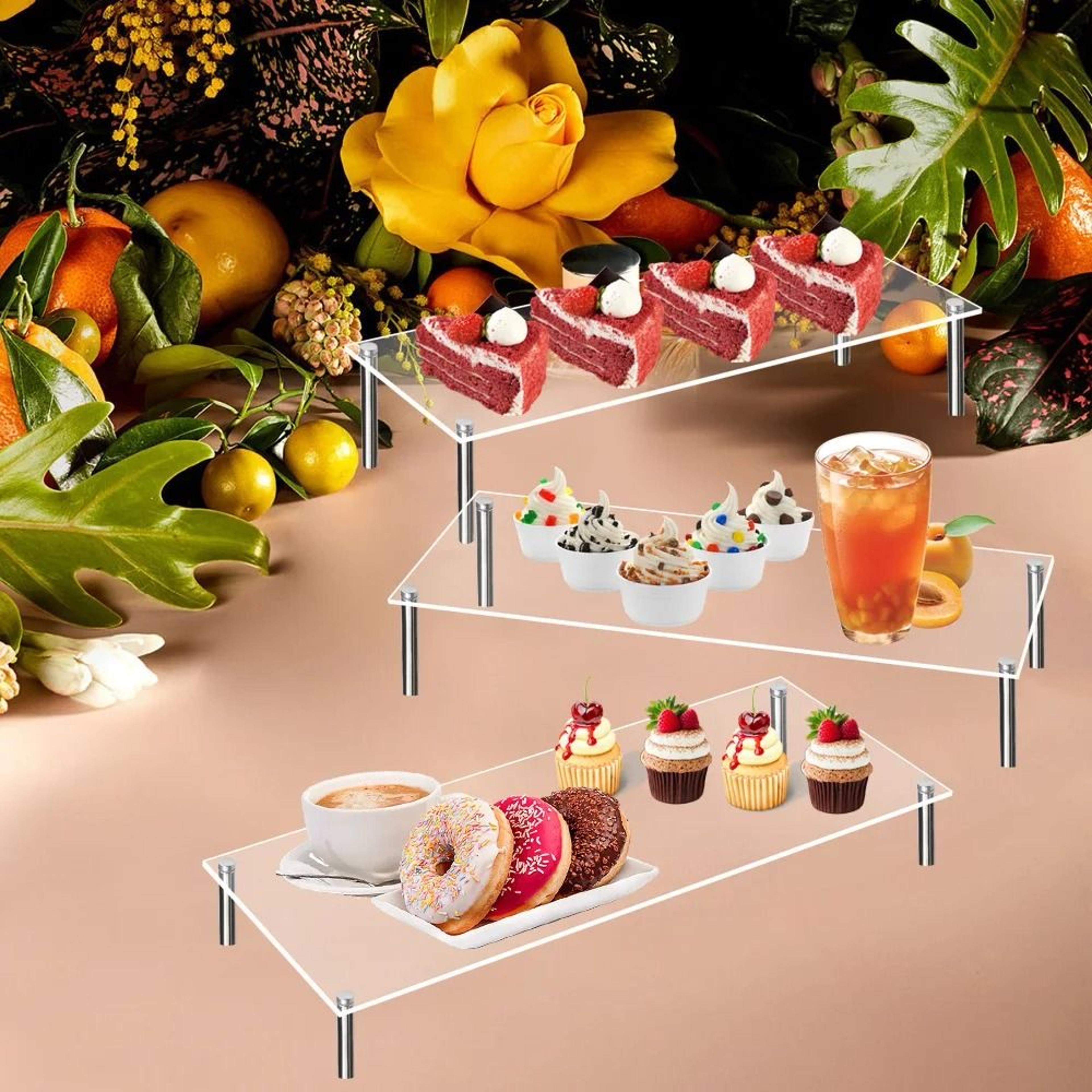 Stainless Steel Acrylic Display Stand Clear Countertop Display Riser Organizer 5
