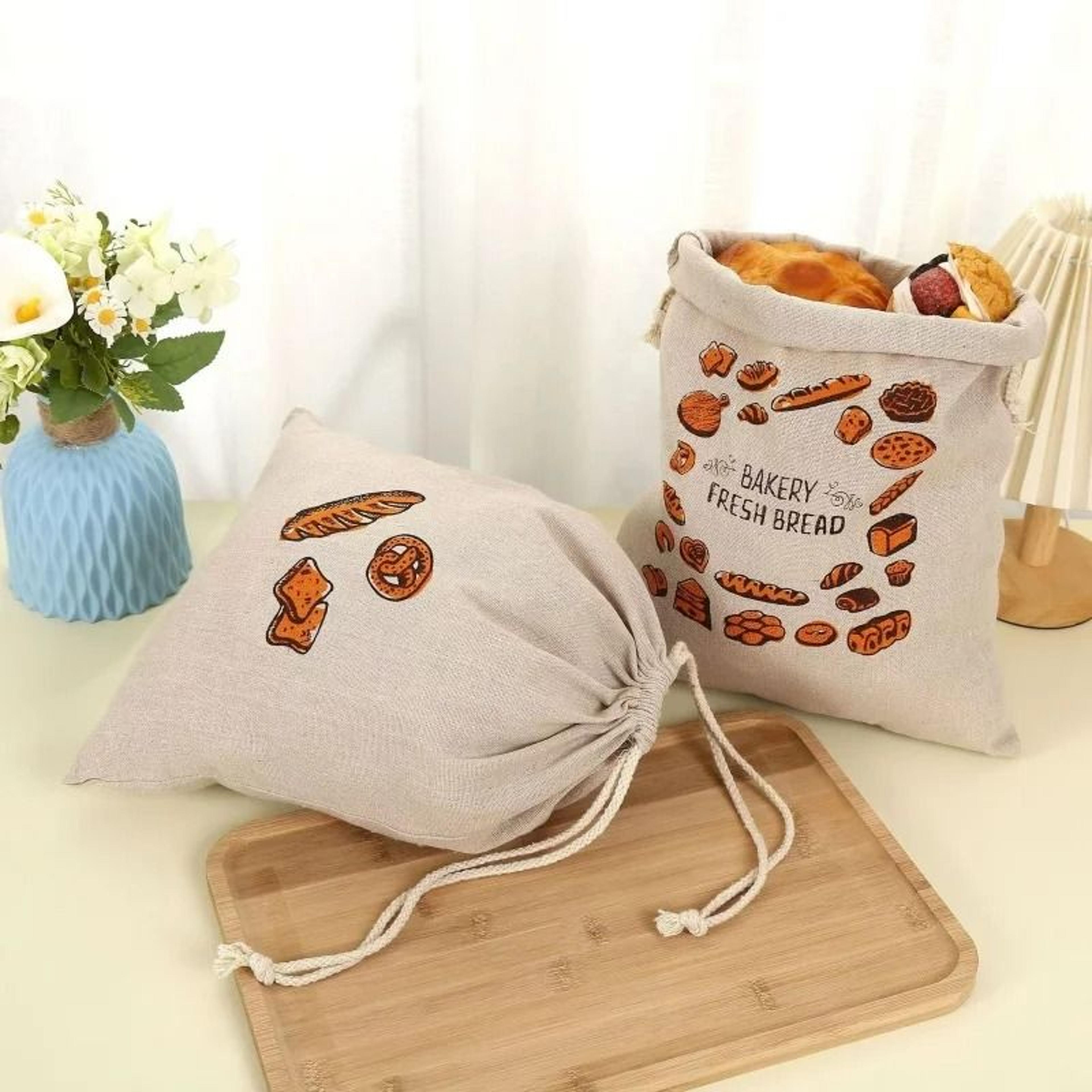 Reusable Linen Bread Storage Bag Drawstring Bread Keeper For Baguettes And Homemade Bread 2