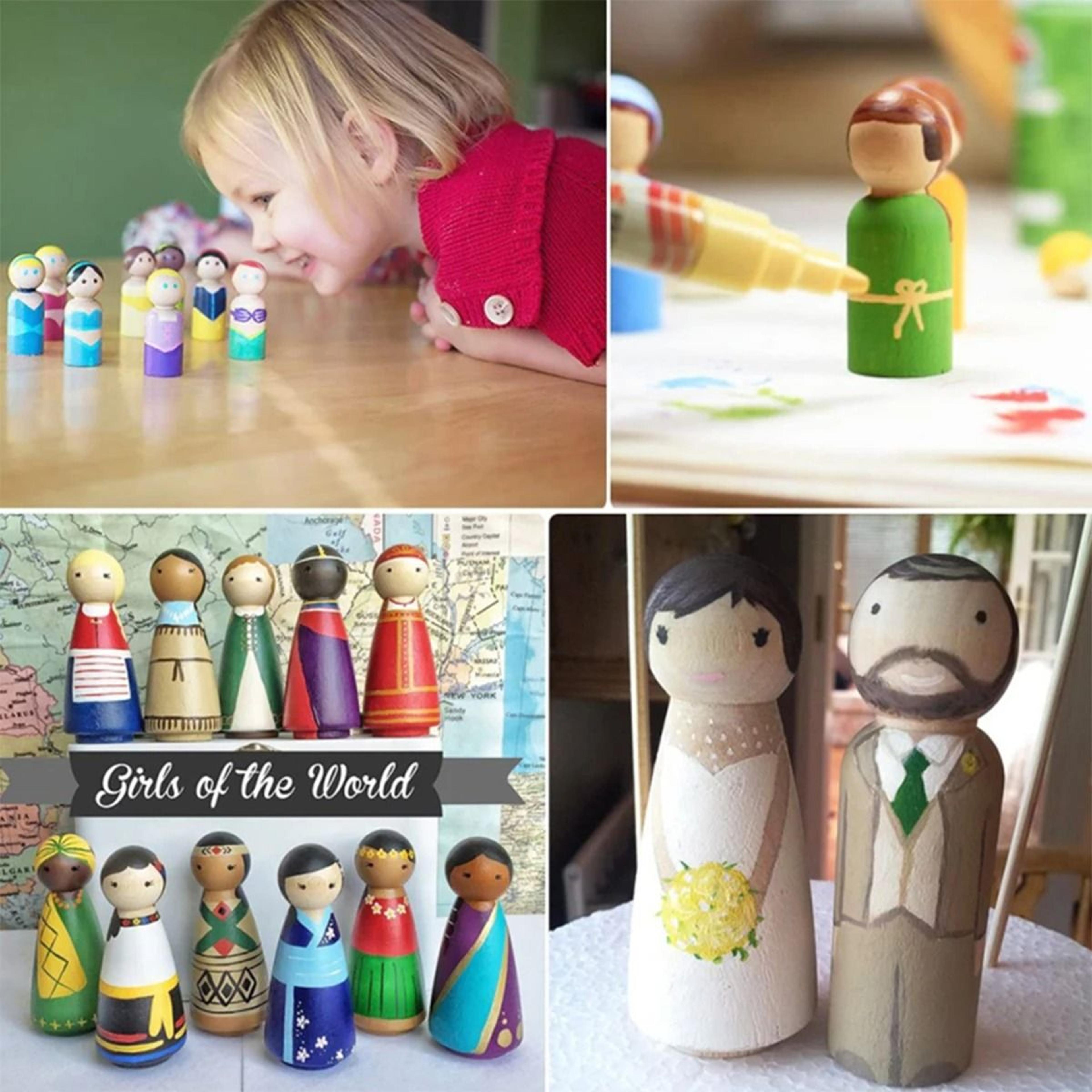 20 Pack Unfinished Wooden Peg Dolls 1