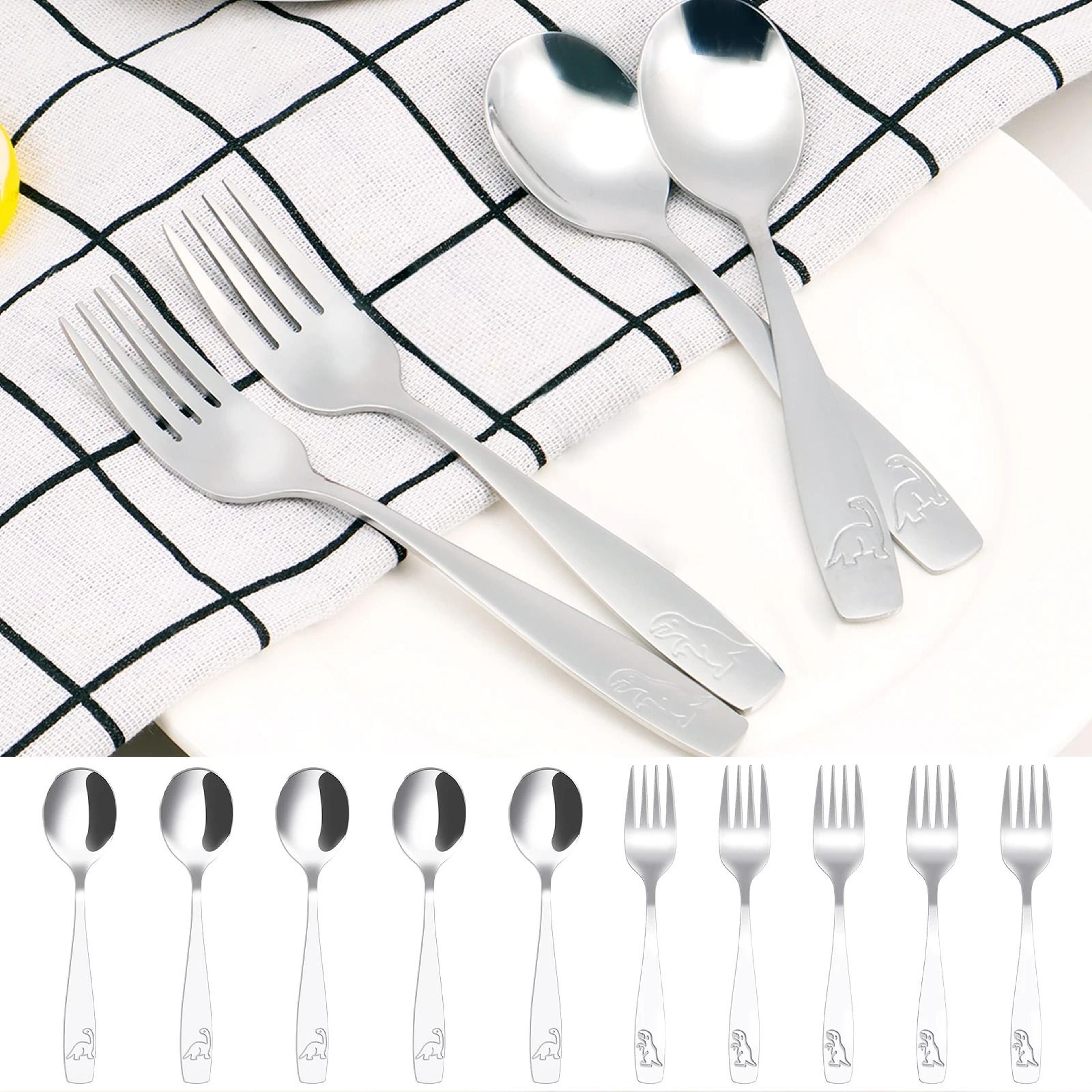 toddler stainless steel silverware set kids spoon and fork
