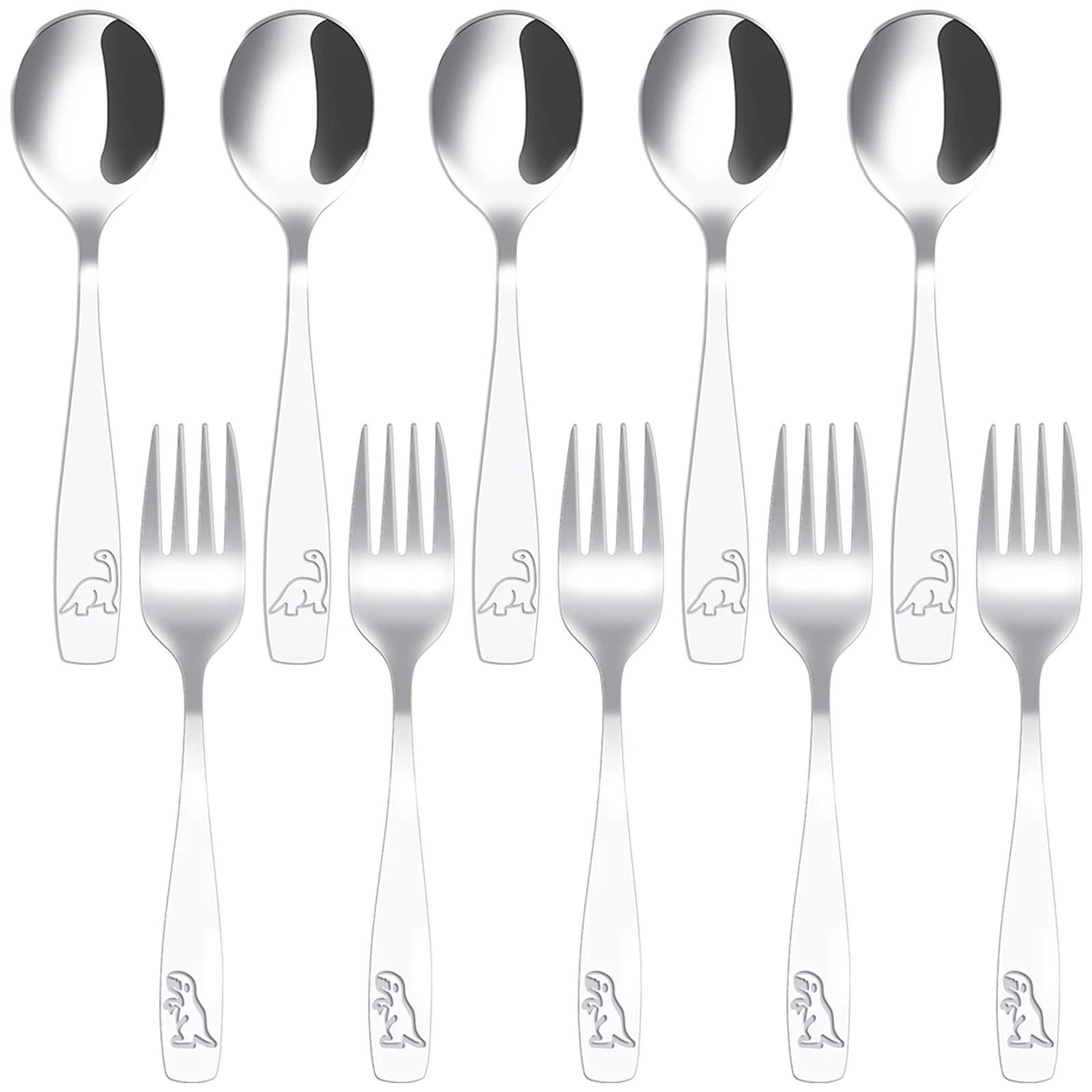 Toddler Stainless Steel Silverware Set Kids Spoon And Fork 6