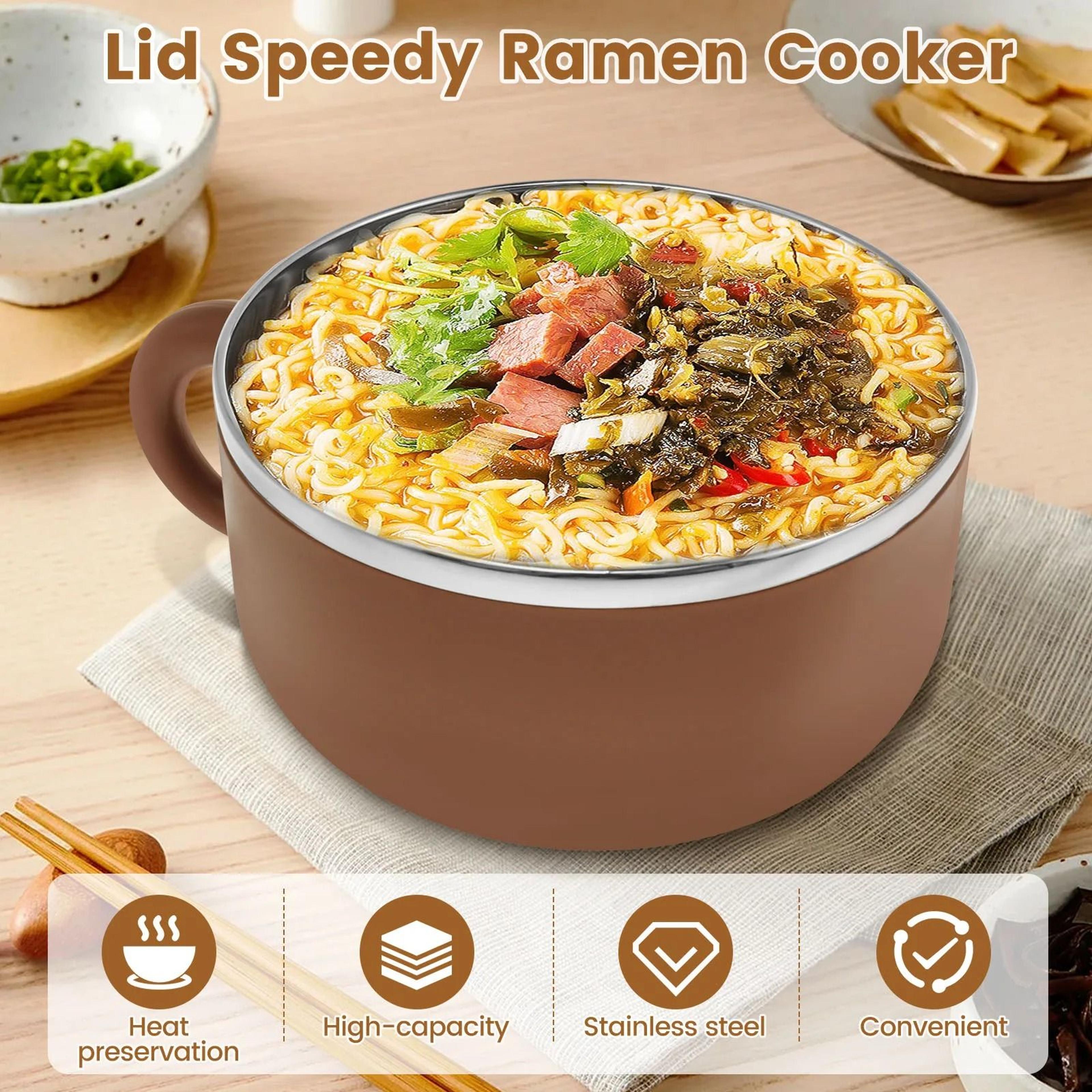 406 Oz Insulated Ramen Bowl With Lid Handle And Fork 1