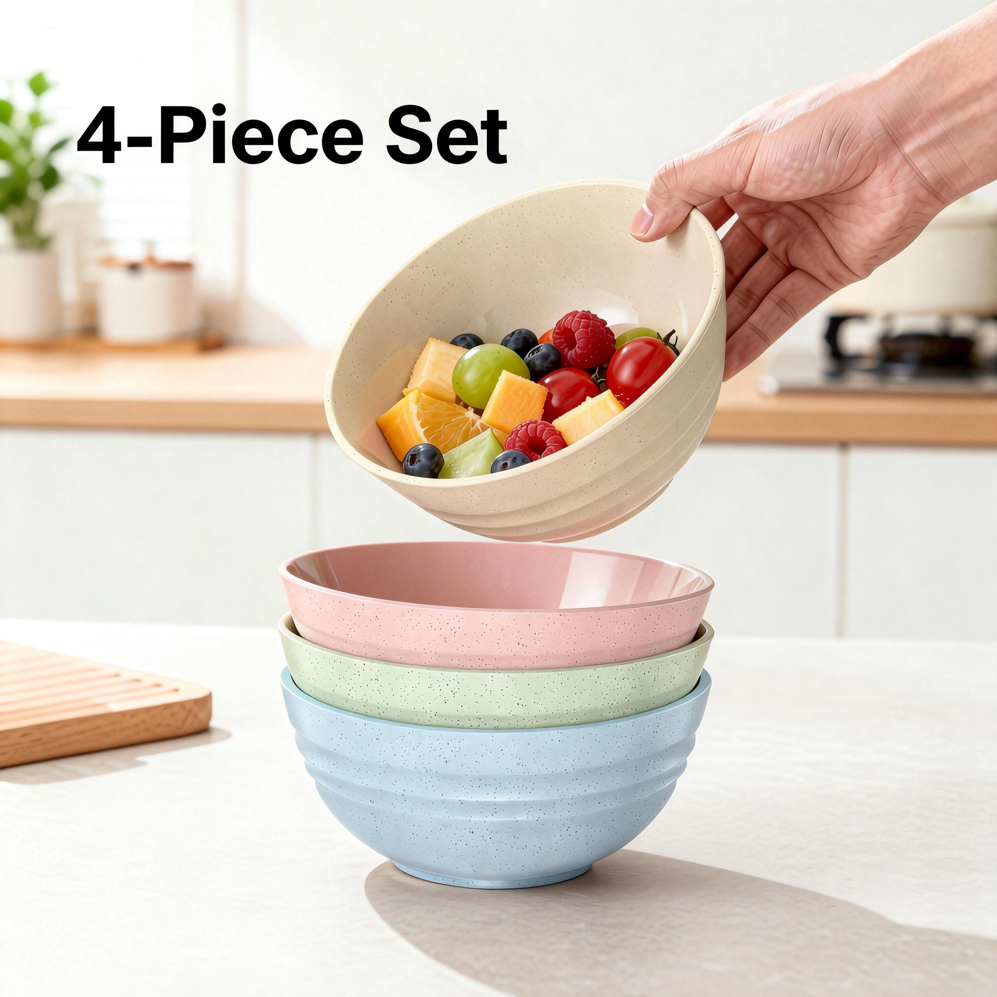 4 piece unbreakable cereal bowl set microwave safe