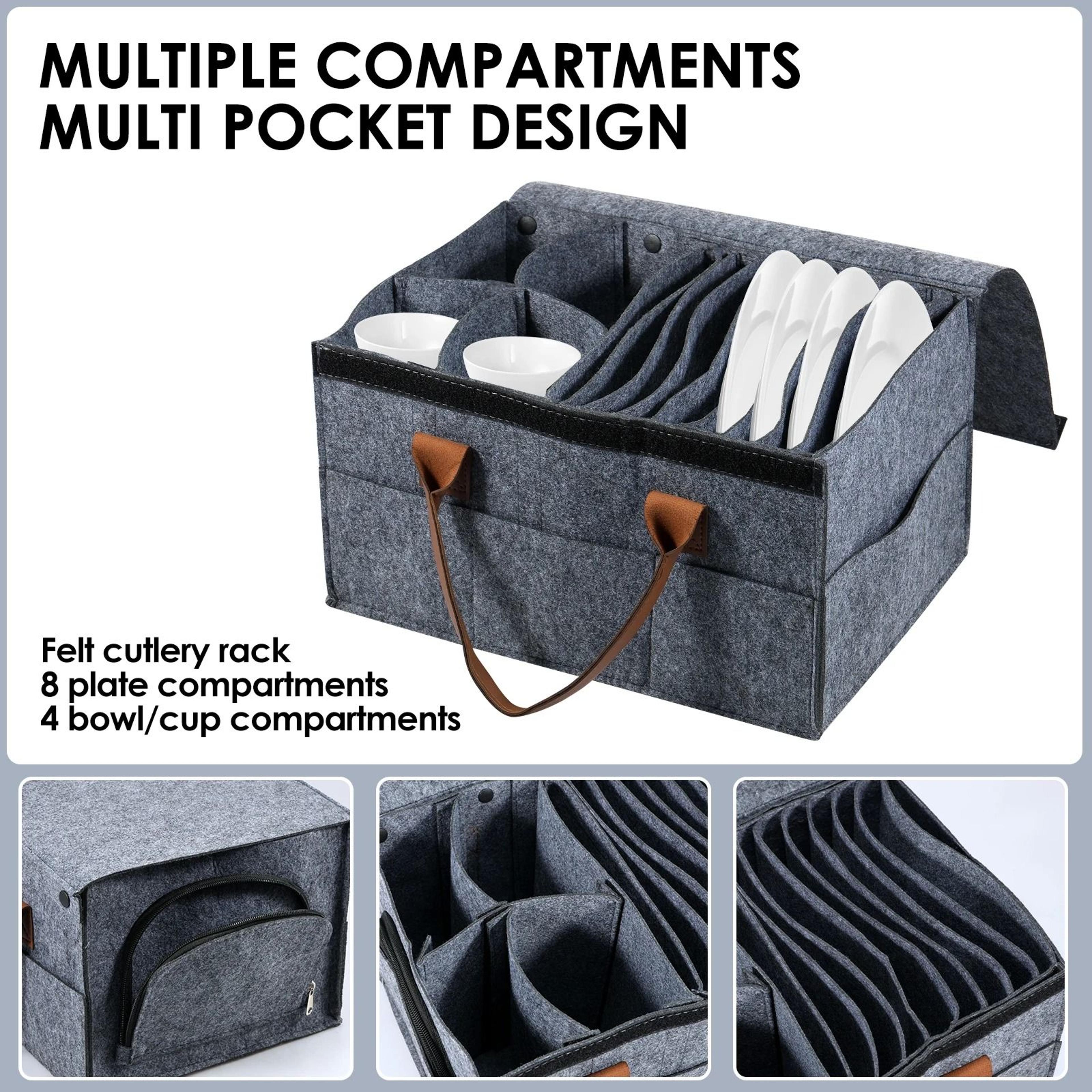 Felt Dish And Cup Storage Bag For RV Camping Tableware 3