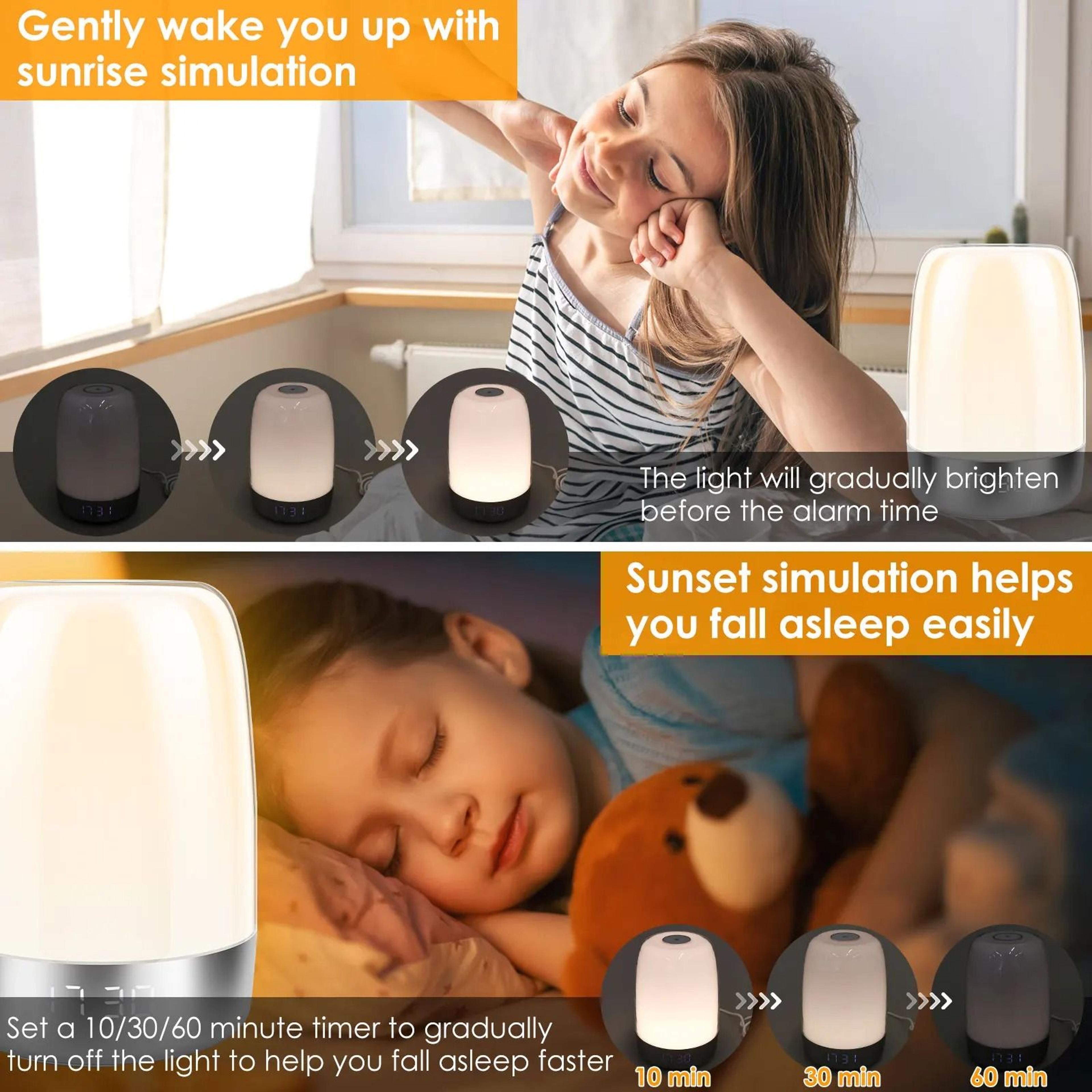 Sunrise Alarm Clock Dimmable Wake Up Light Night Lamp 4