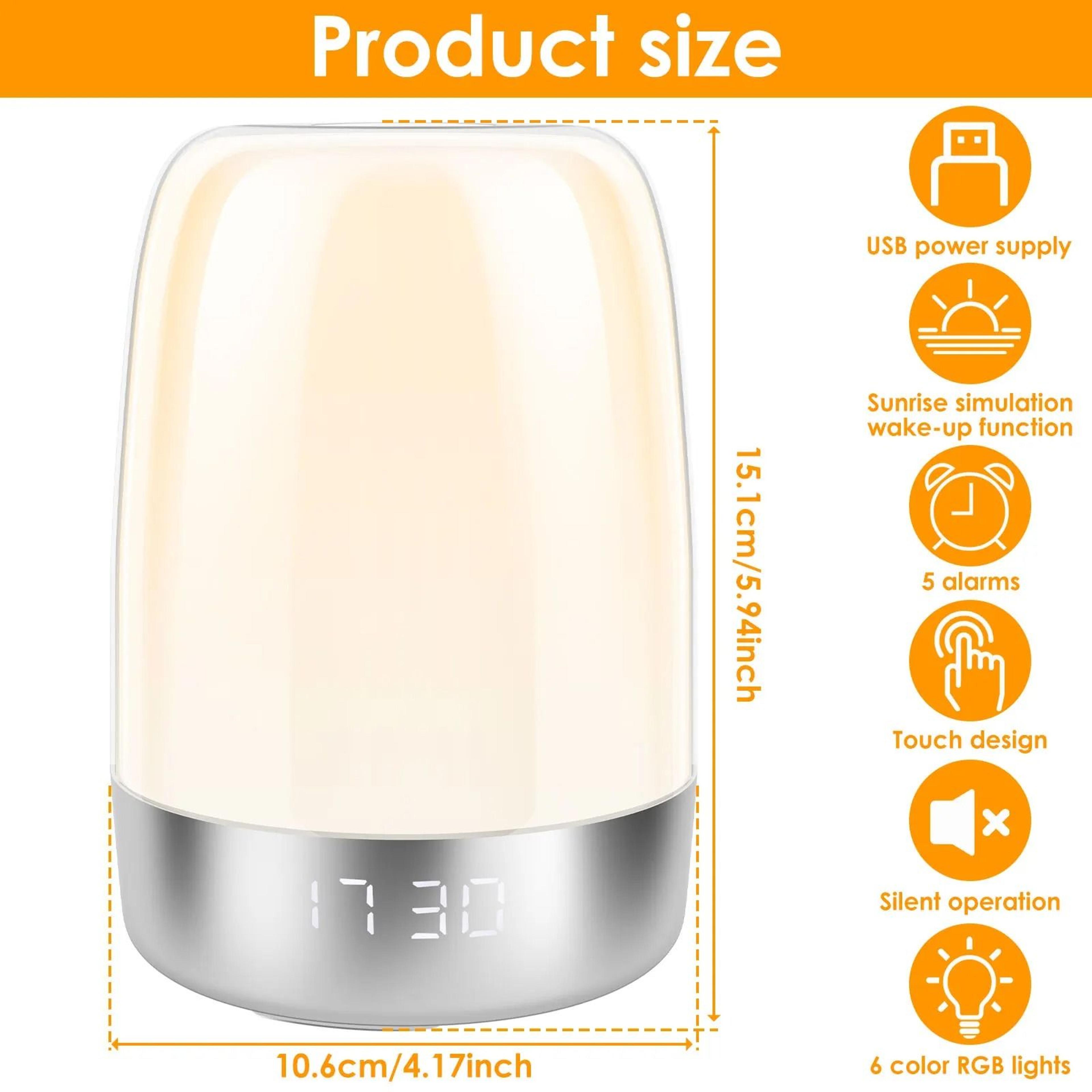 Sunrise Alarm Clock Dimmable Wake Up Light Night Lamp 5