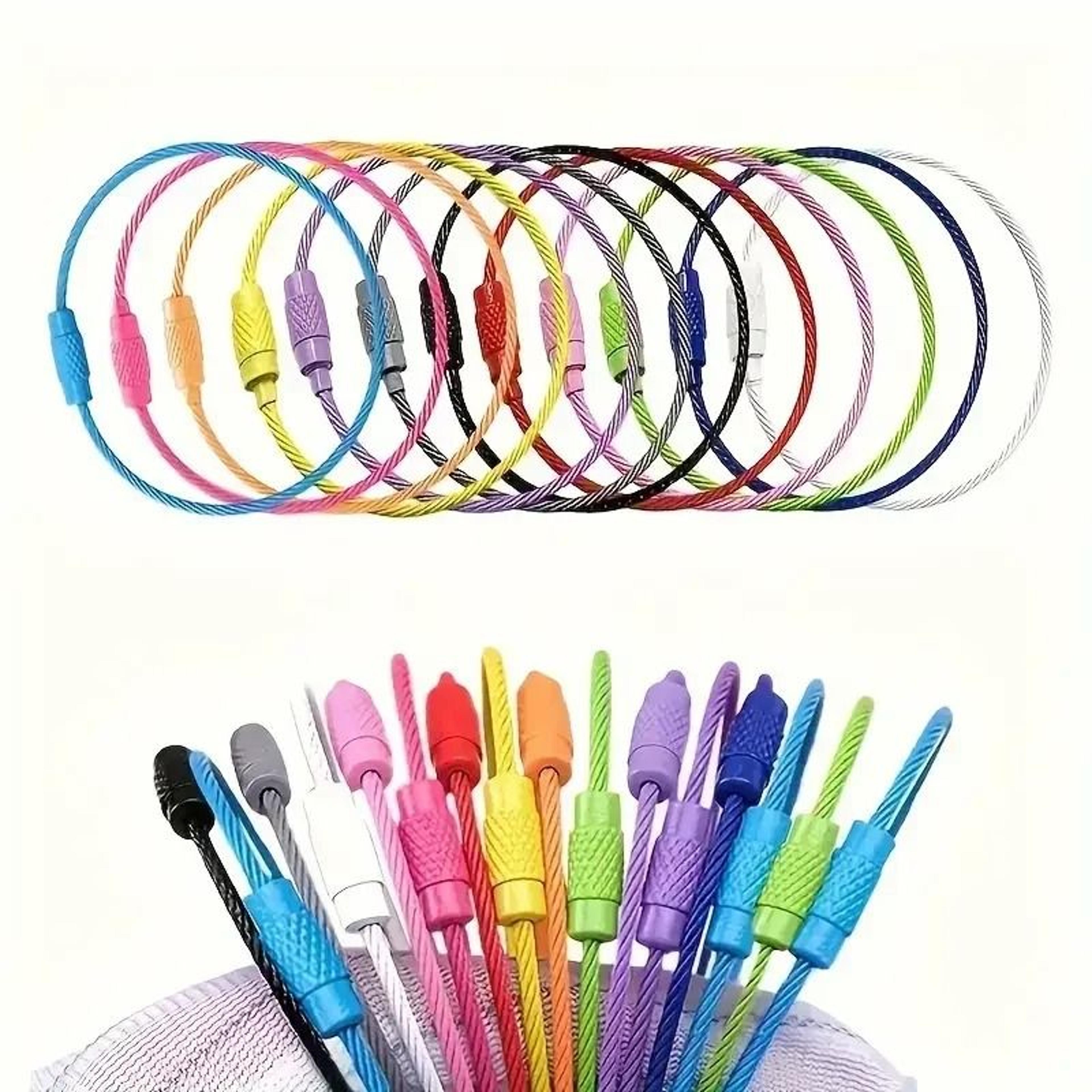 Stainless Steel Wire Cable Keychain Rings With Screw Lock 1