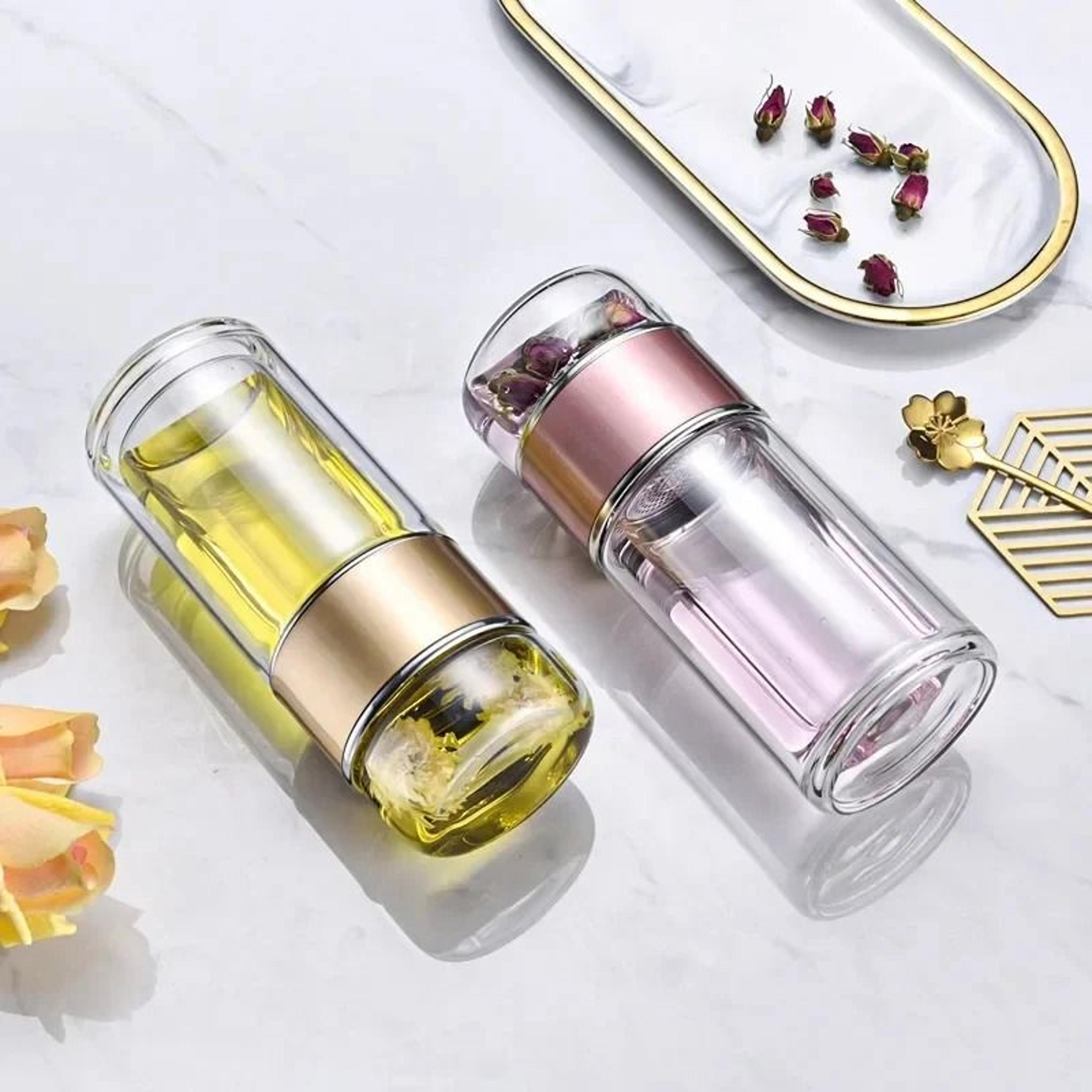 Double Wall Glass Tea Tumbler With Infuser 1