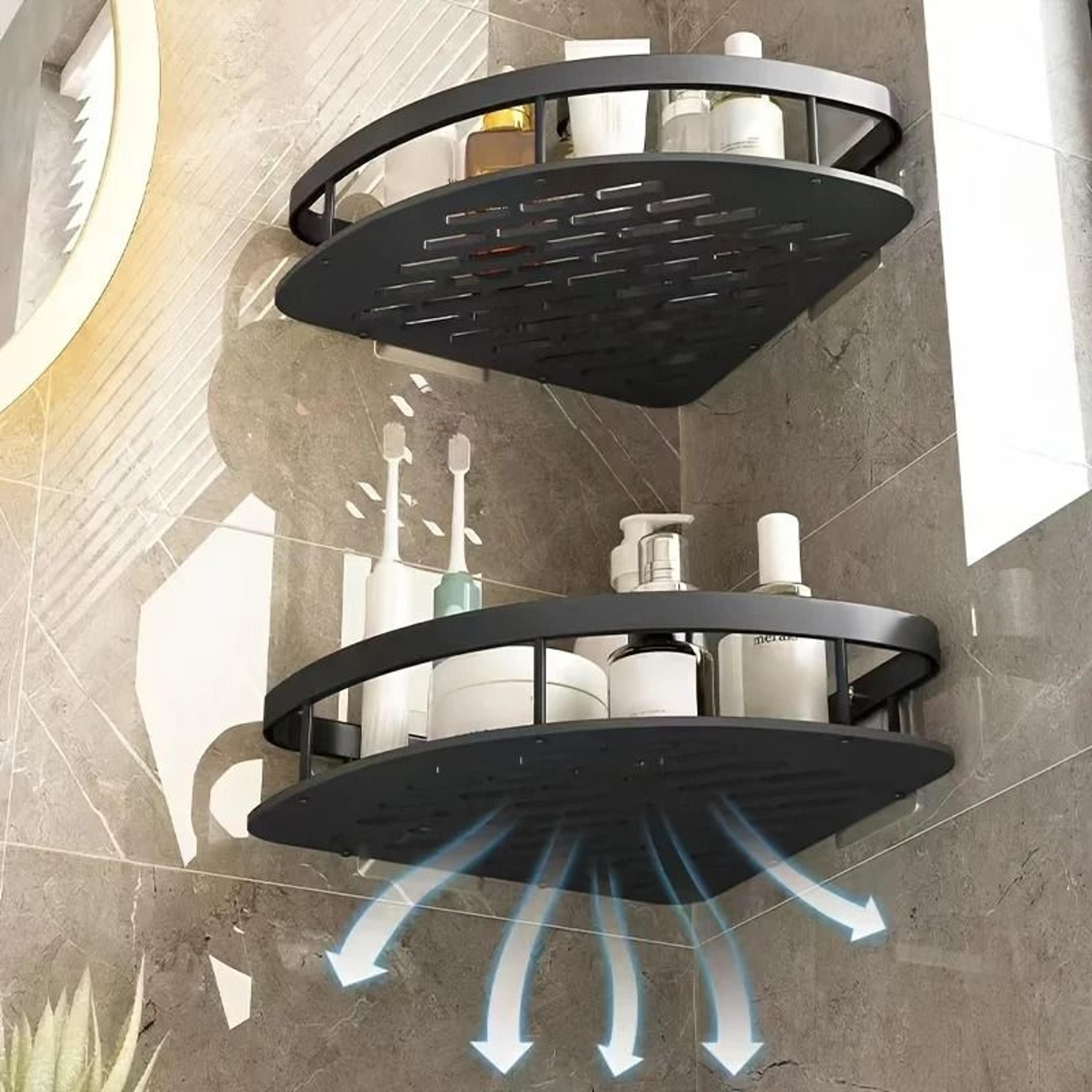 Metal Tension Mounted Corner Shower Caddy 2