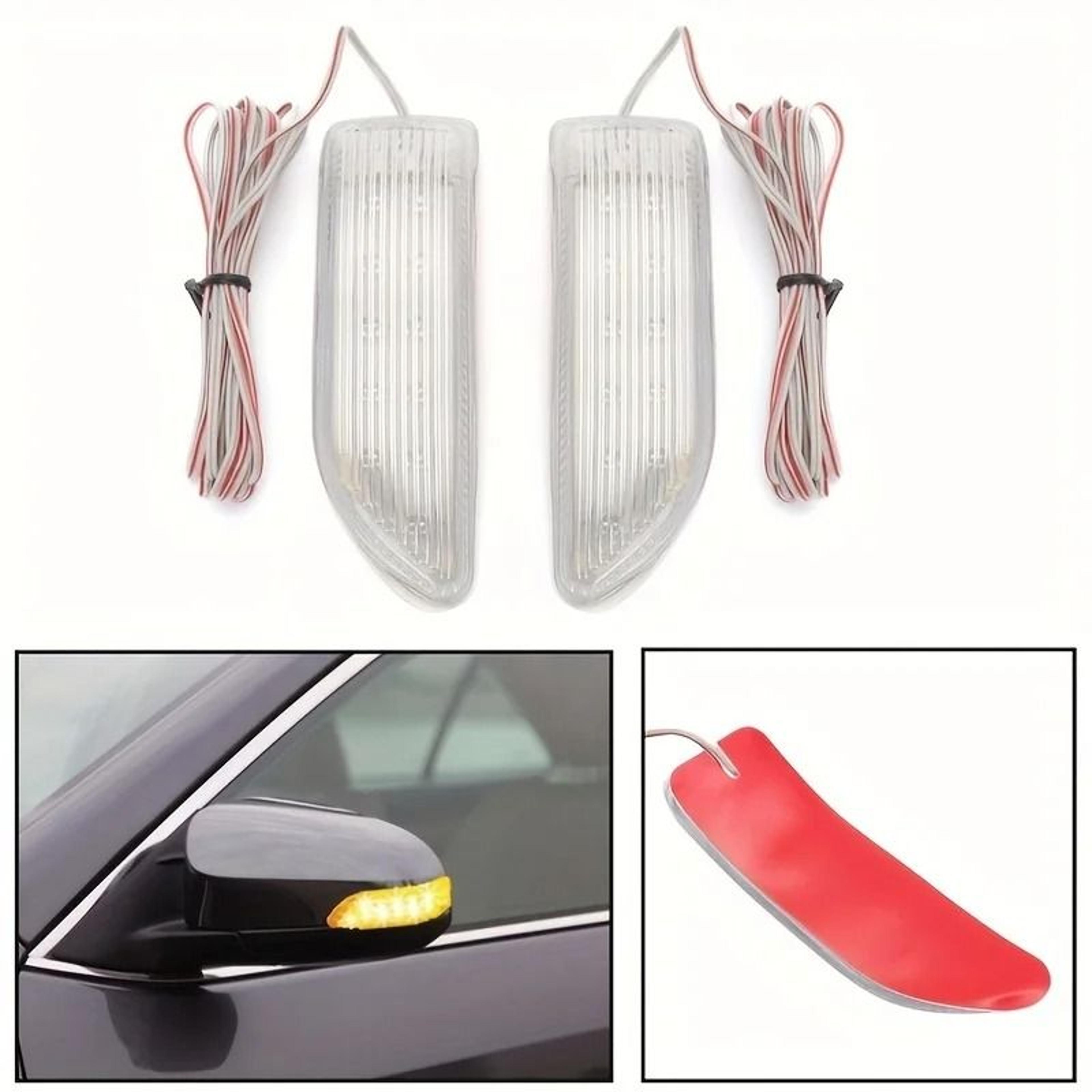 Universal Double Row Amber LED Side Mirror Turn Signal Light Set 2 Pieces 1