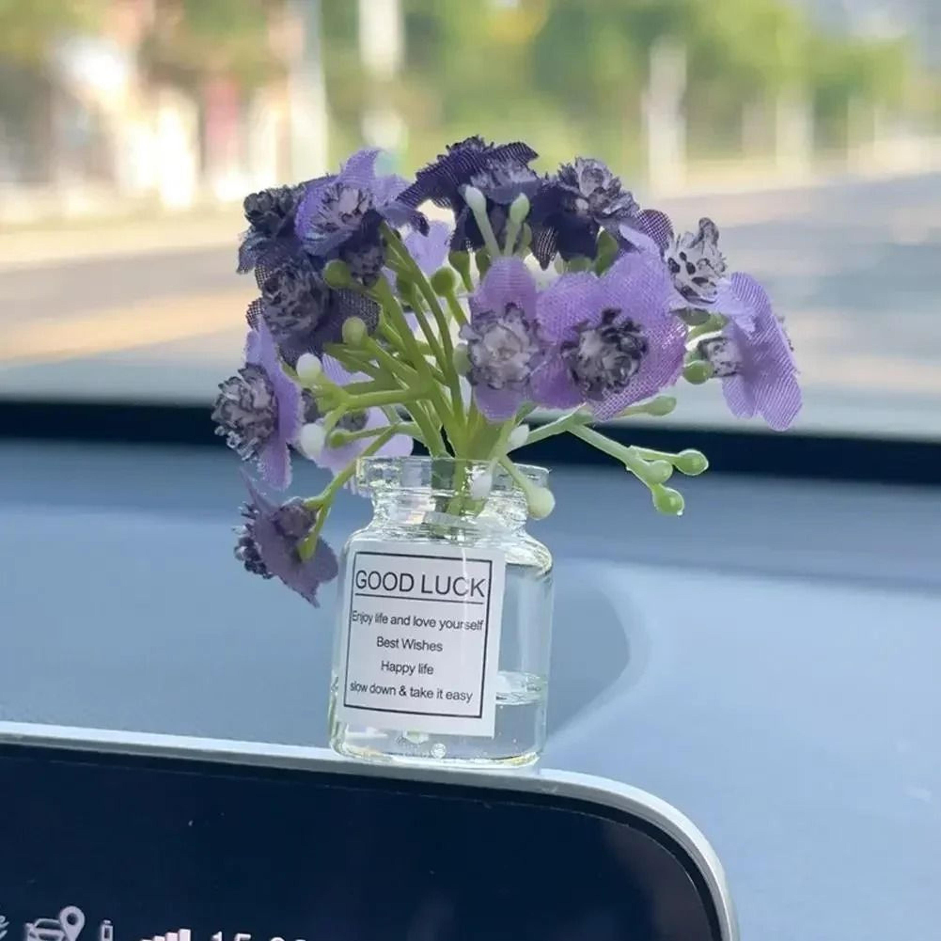 Mini Vase Car Air Vent Aromatherapy Diffuser Clip With Simulated Flowers 3