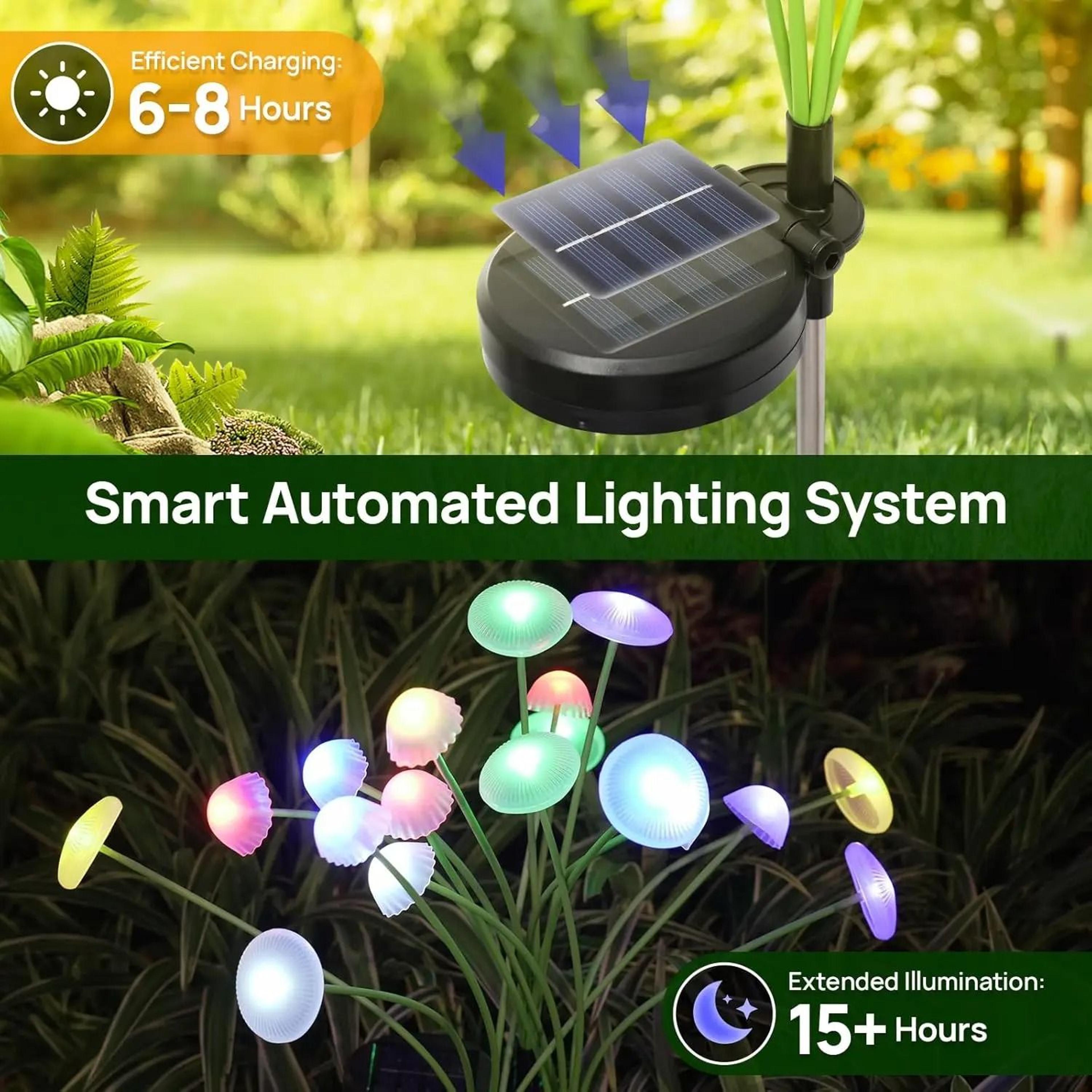 Solar Mushroom Garden Lights Dual Mode Waterproof LED Pathway Decor 4