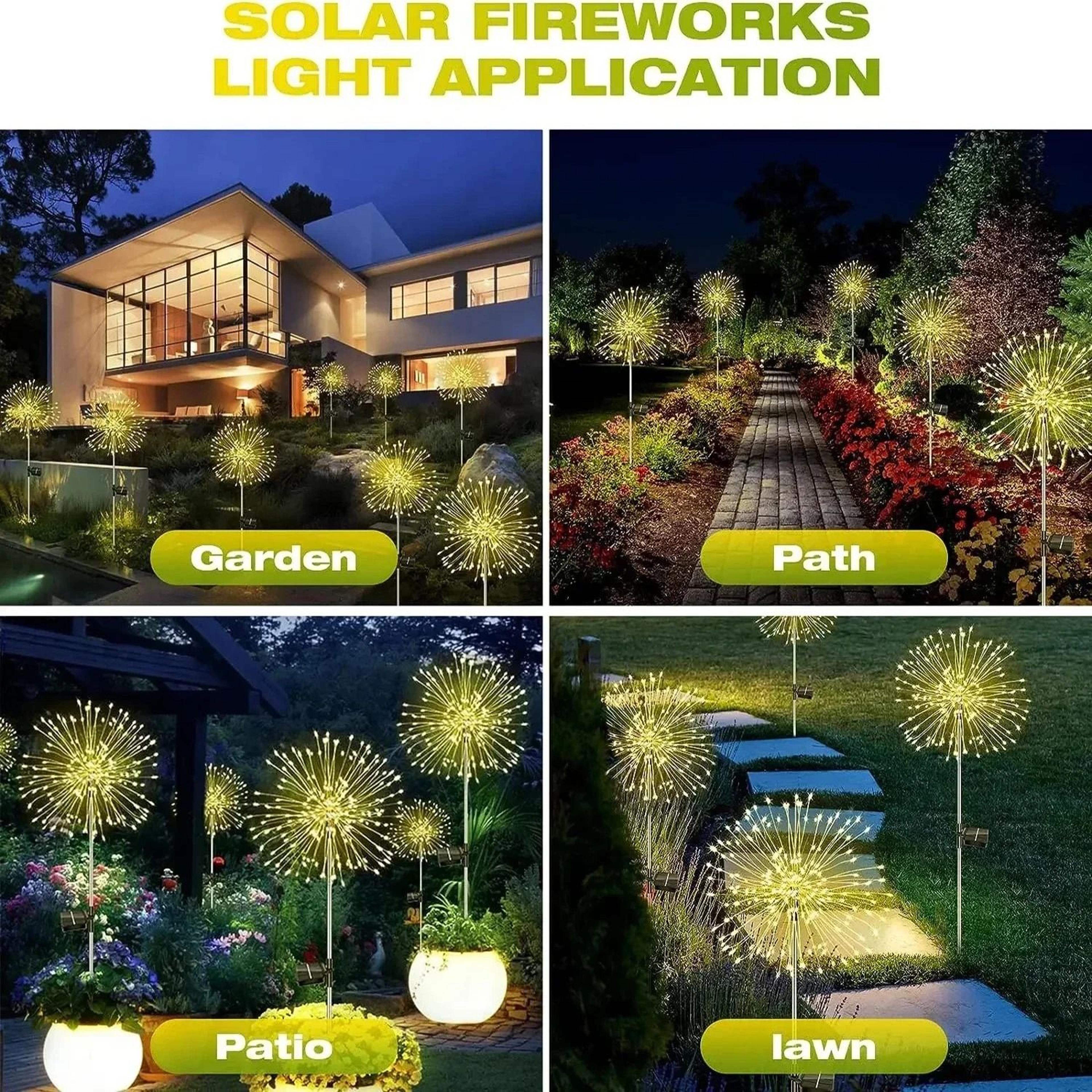 Solar LED Firework Garden Lights Waterproof Dandelion Landscape Decor 2
