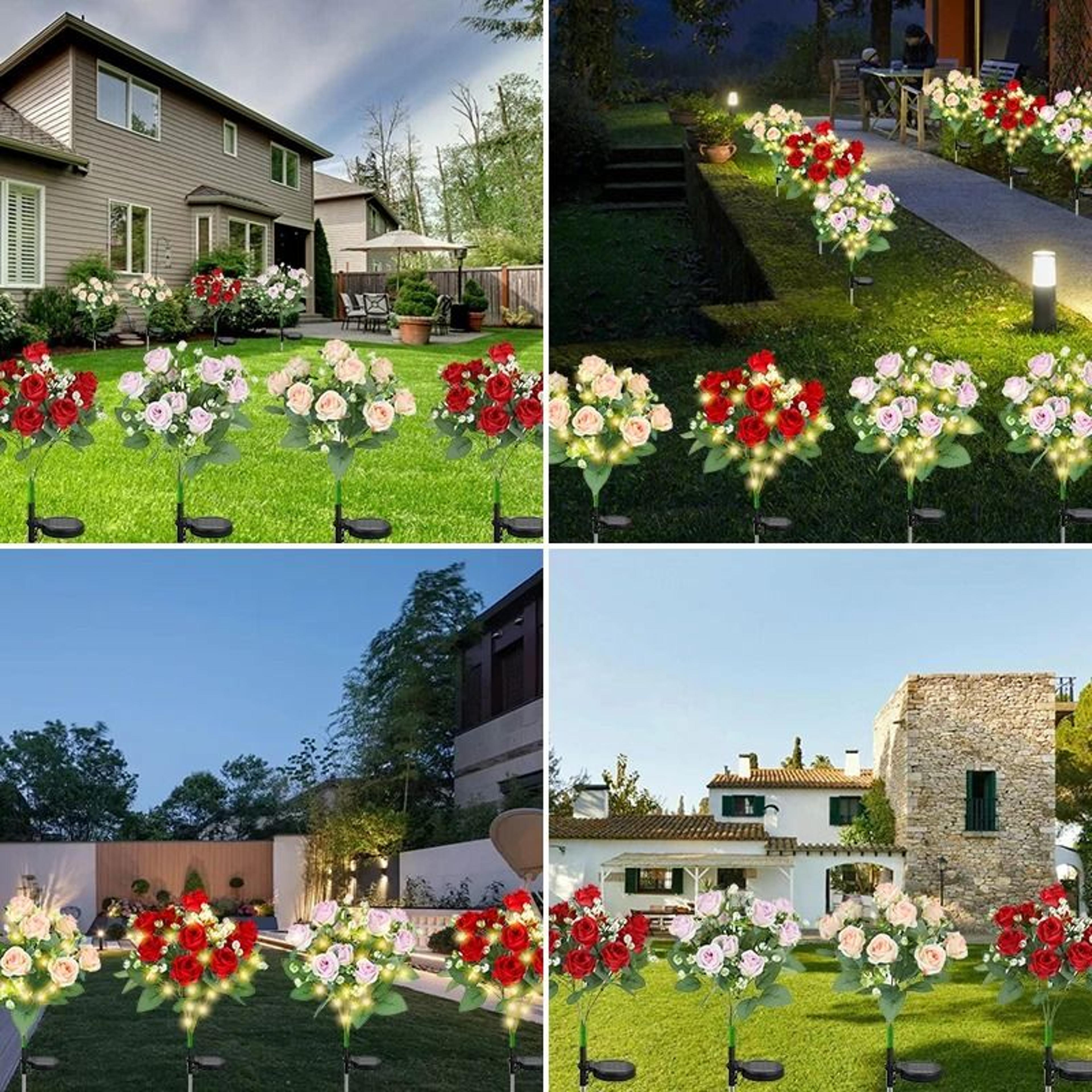 Solar LED Azalea Flower Garden Lights Waterproof Outdoor Landscape Pathway Decor 5