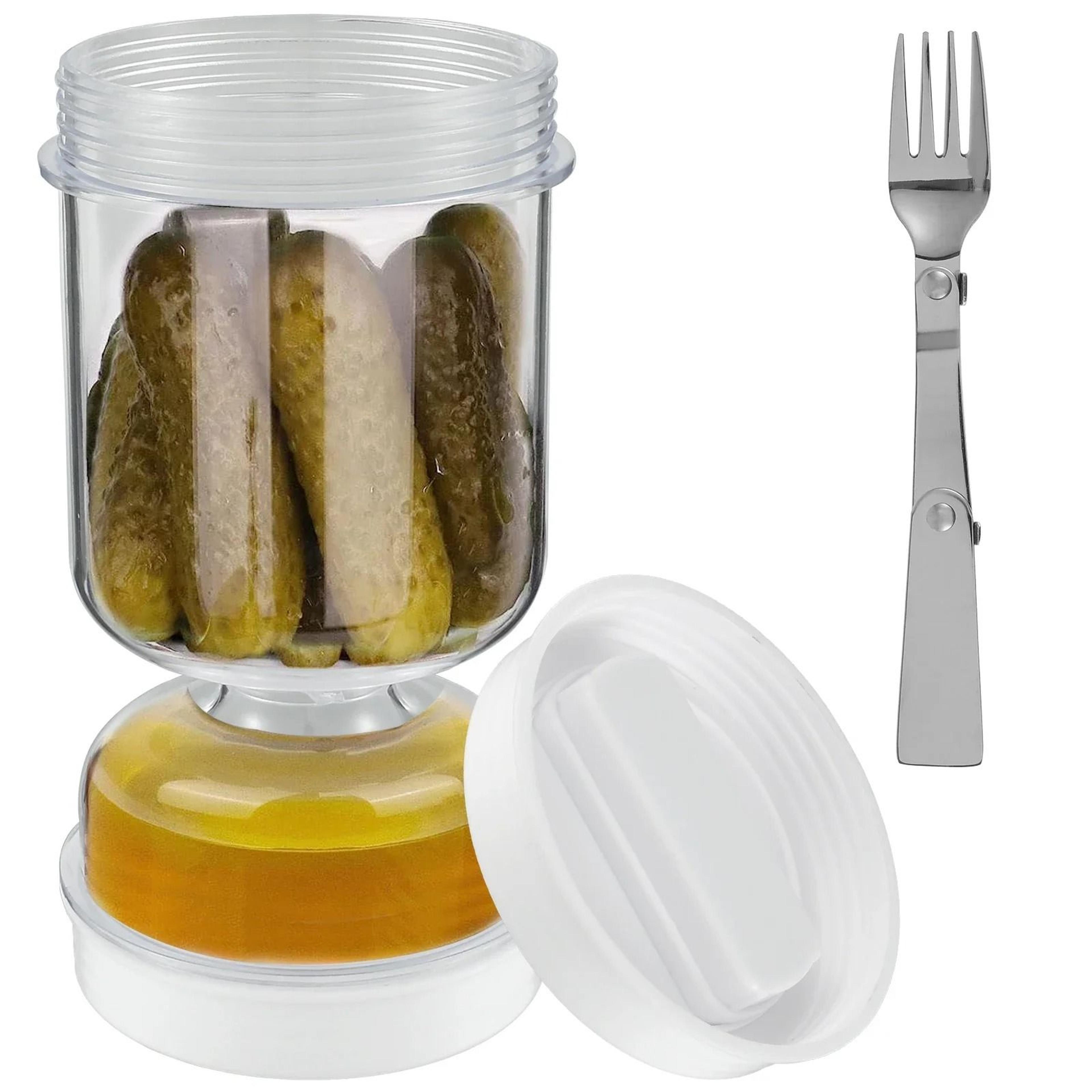 2-pack olive and pickle strainer jar airtight flip container for wet and dry food storage